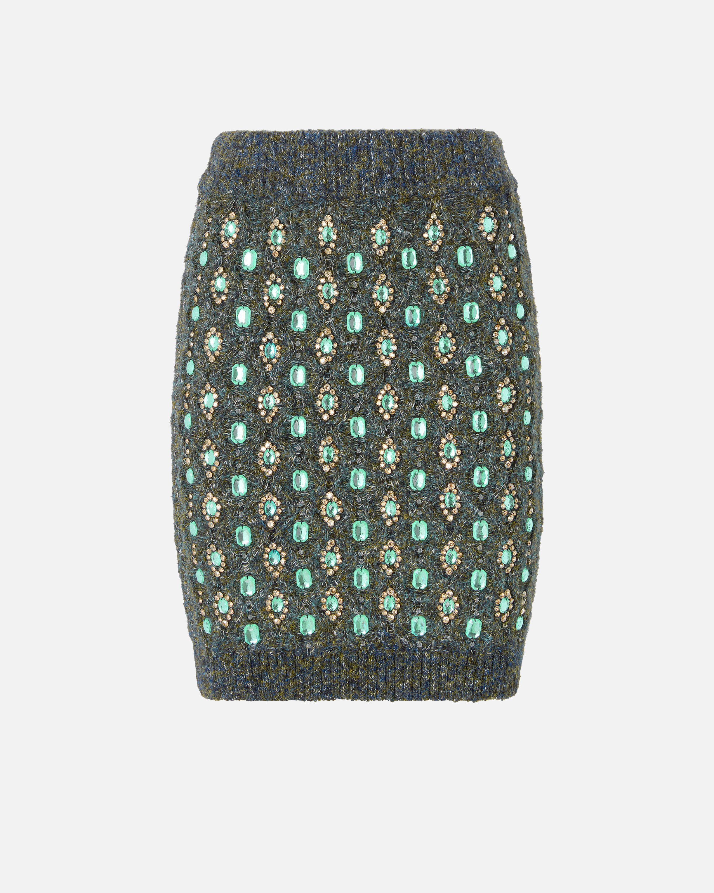 Pinko Cable-knit Embellished Mini Skirt In Multi