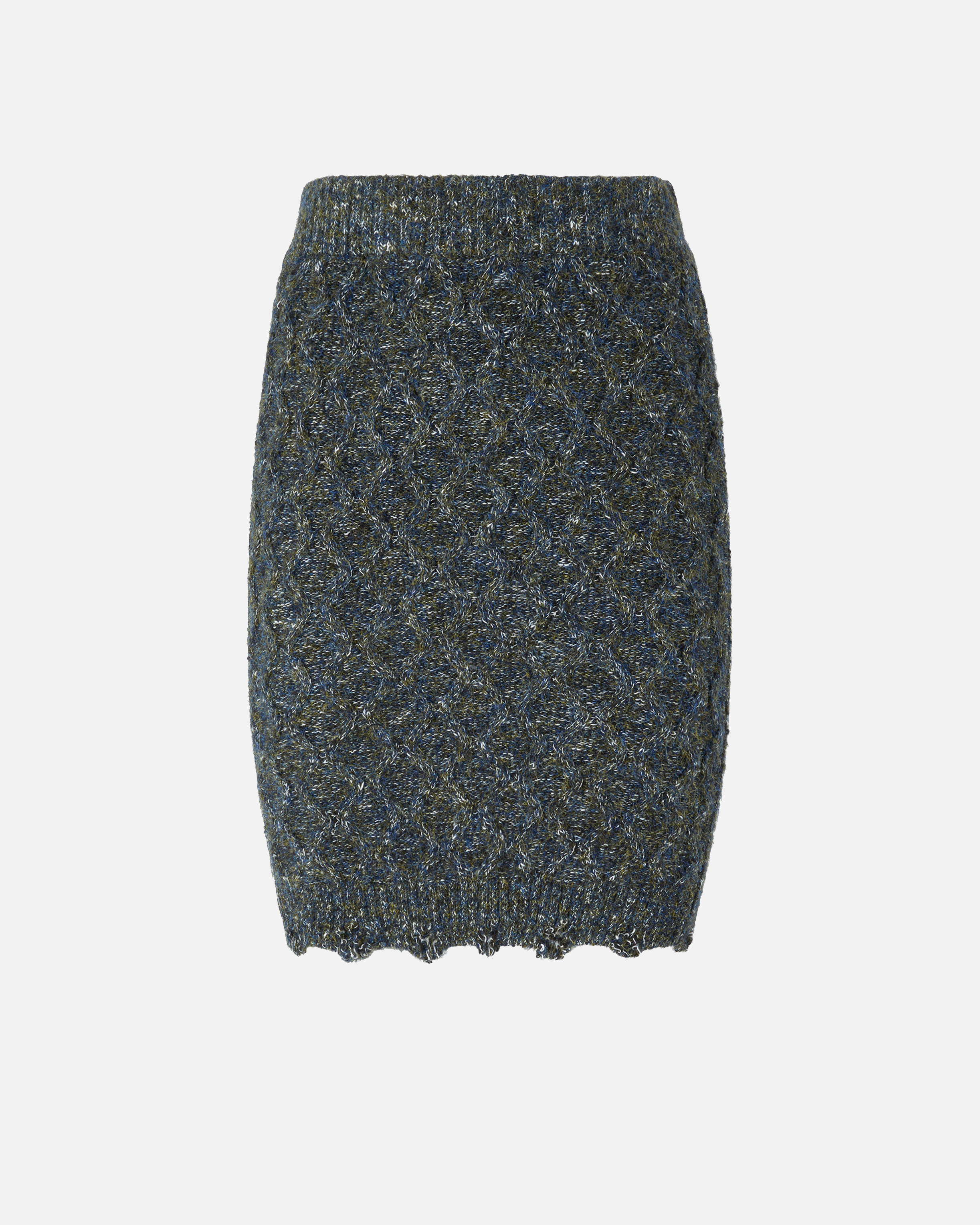 Pinko Cable-knit Embellished Skirt In Gray