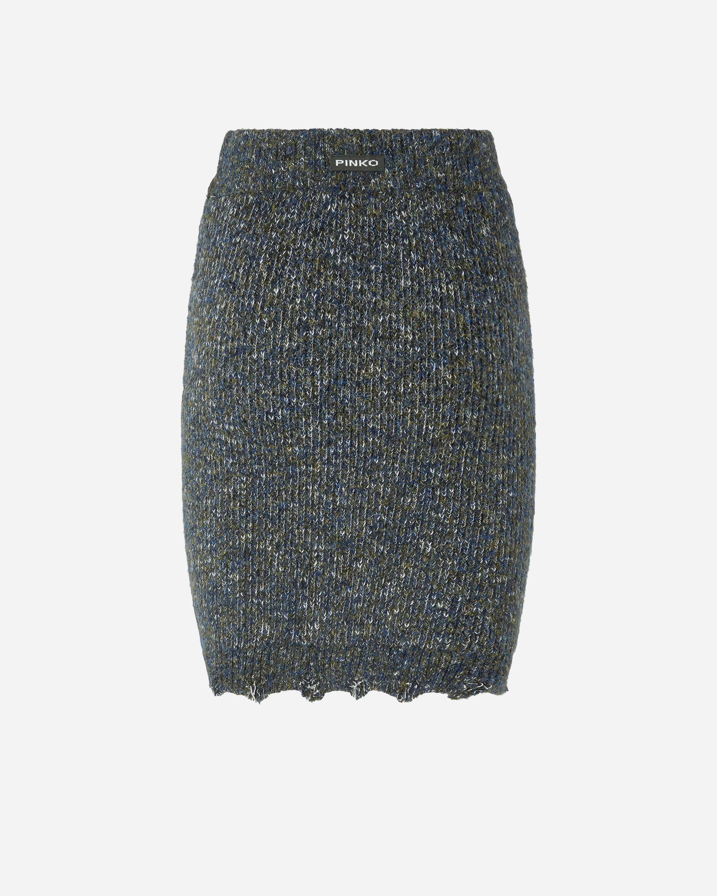 Pinko Cable-knit Embellished Skirt In Gray