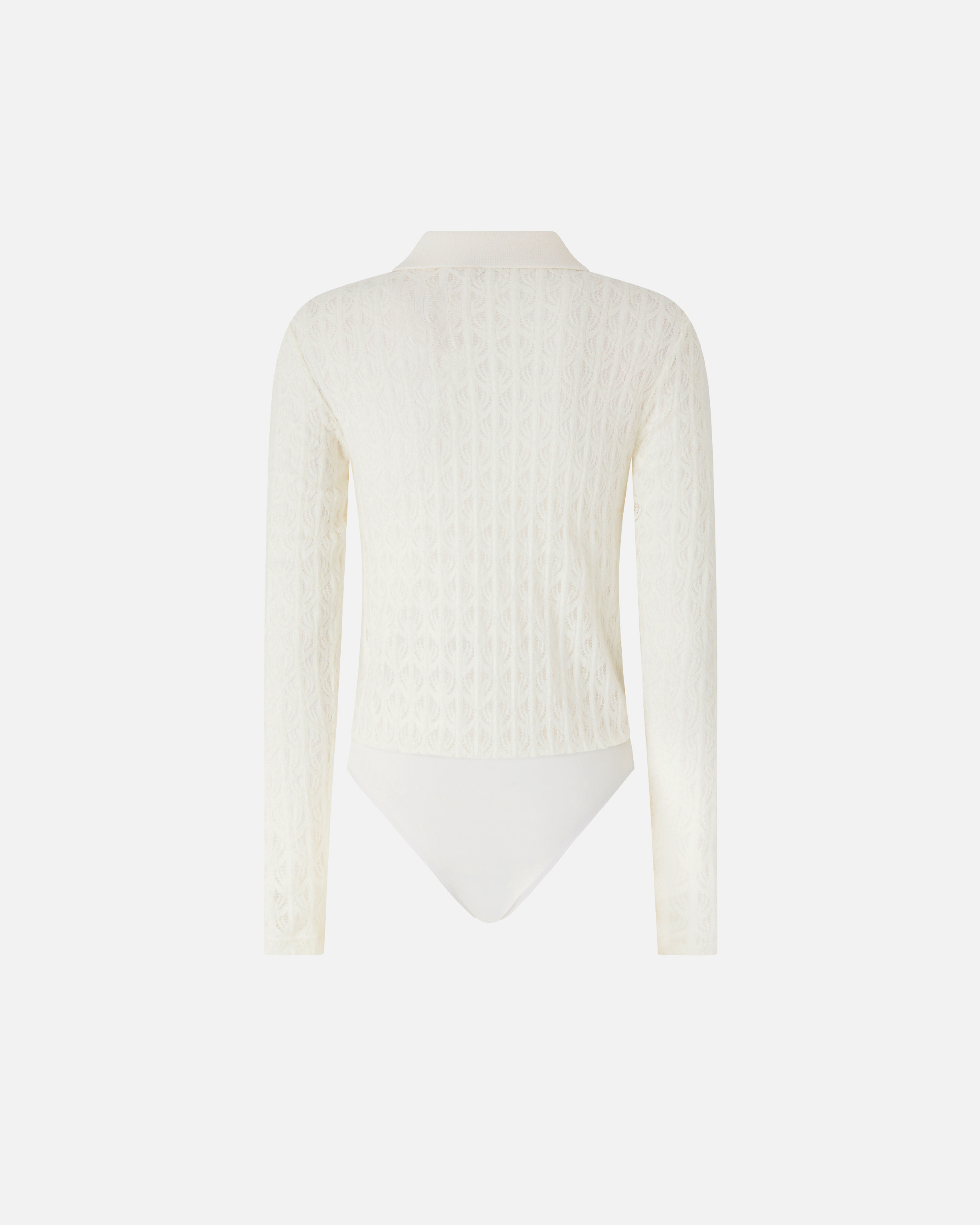 Pinko Intricate Lace Panel Bodysuit With Polo Collar In White