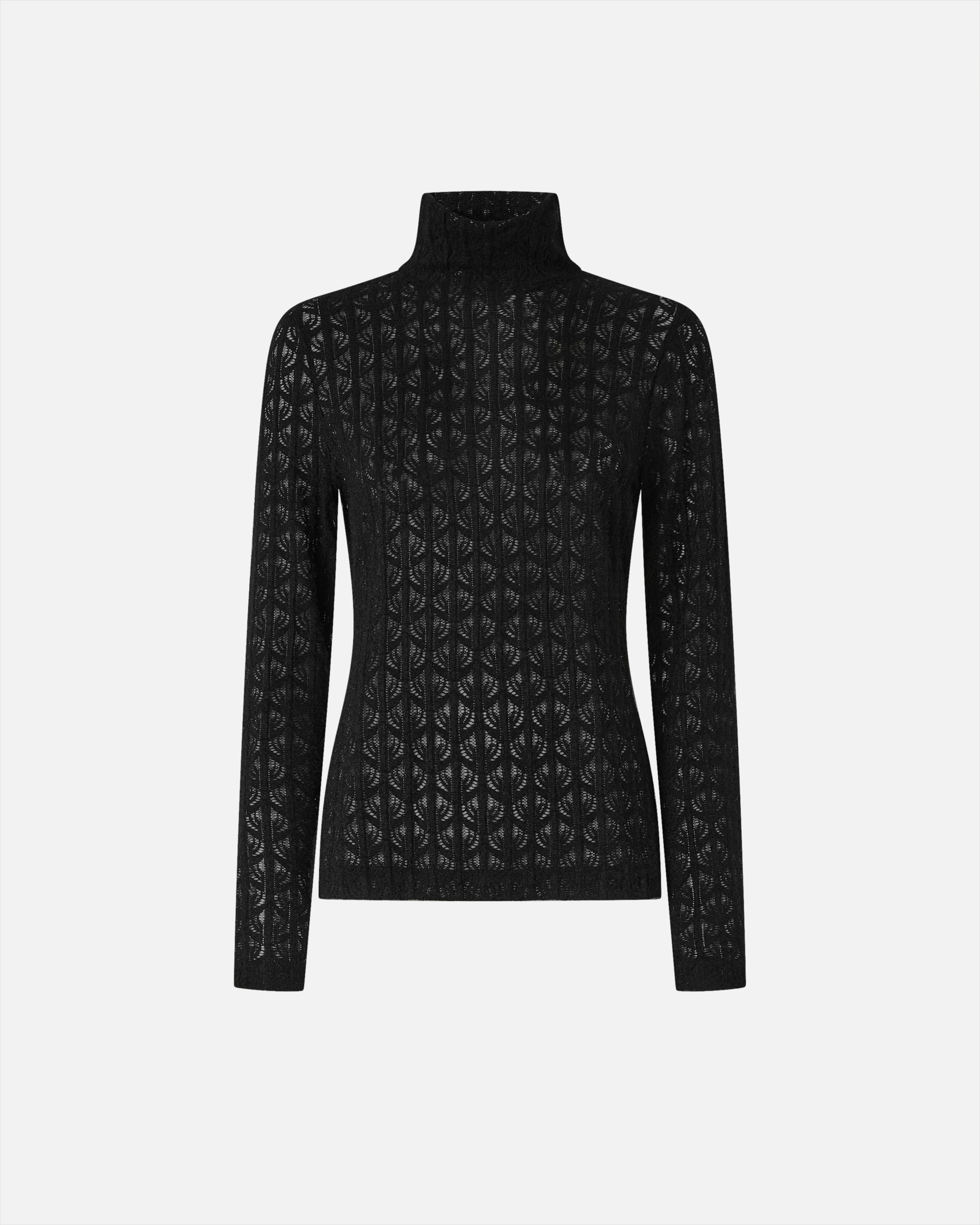 Водолазка из прозрачного кружева - ЧЕРНЫЙ - large