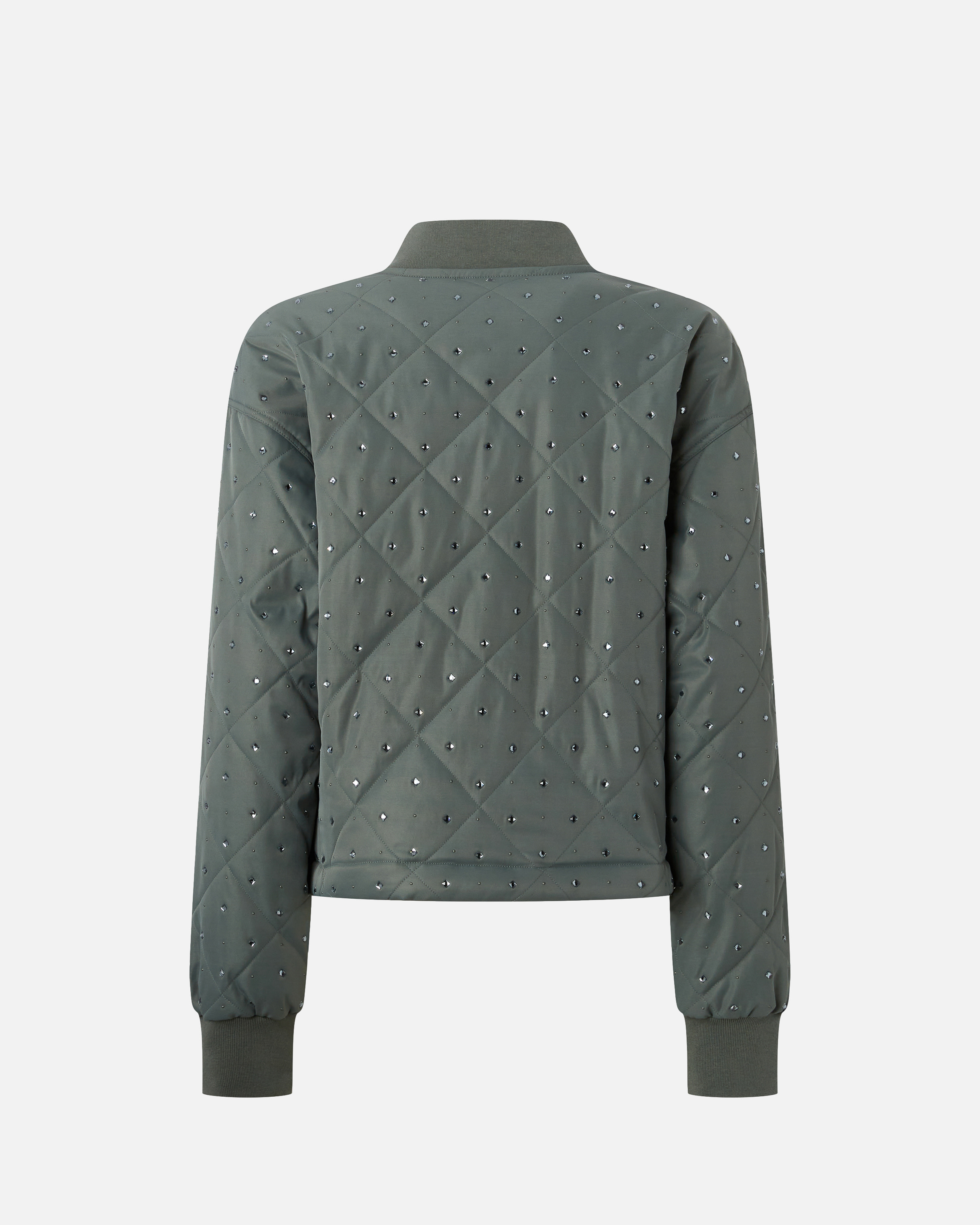 Pinko Quilted Embellished Bomber Jacket In Green