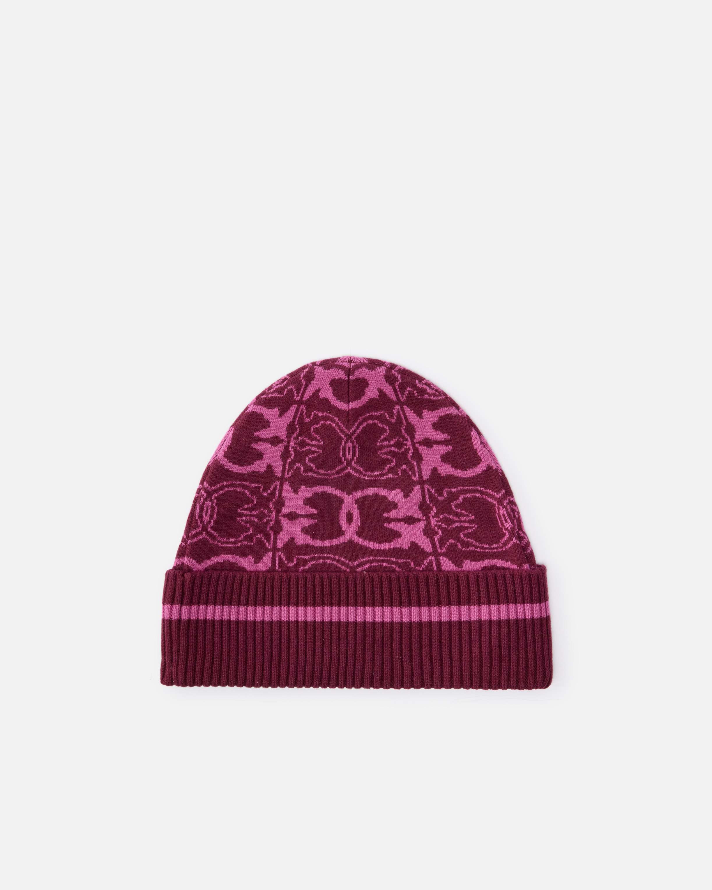 Pinko Beanie With Jacquard Logo Detail In Red