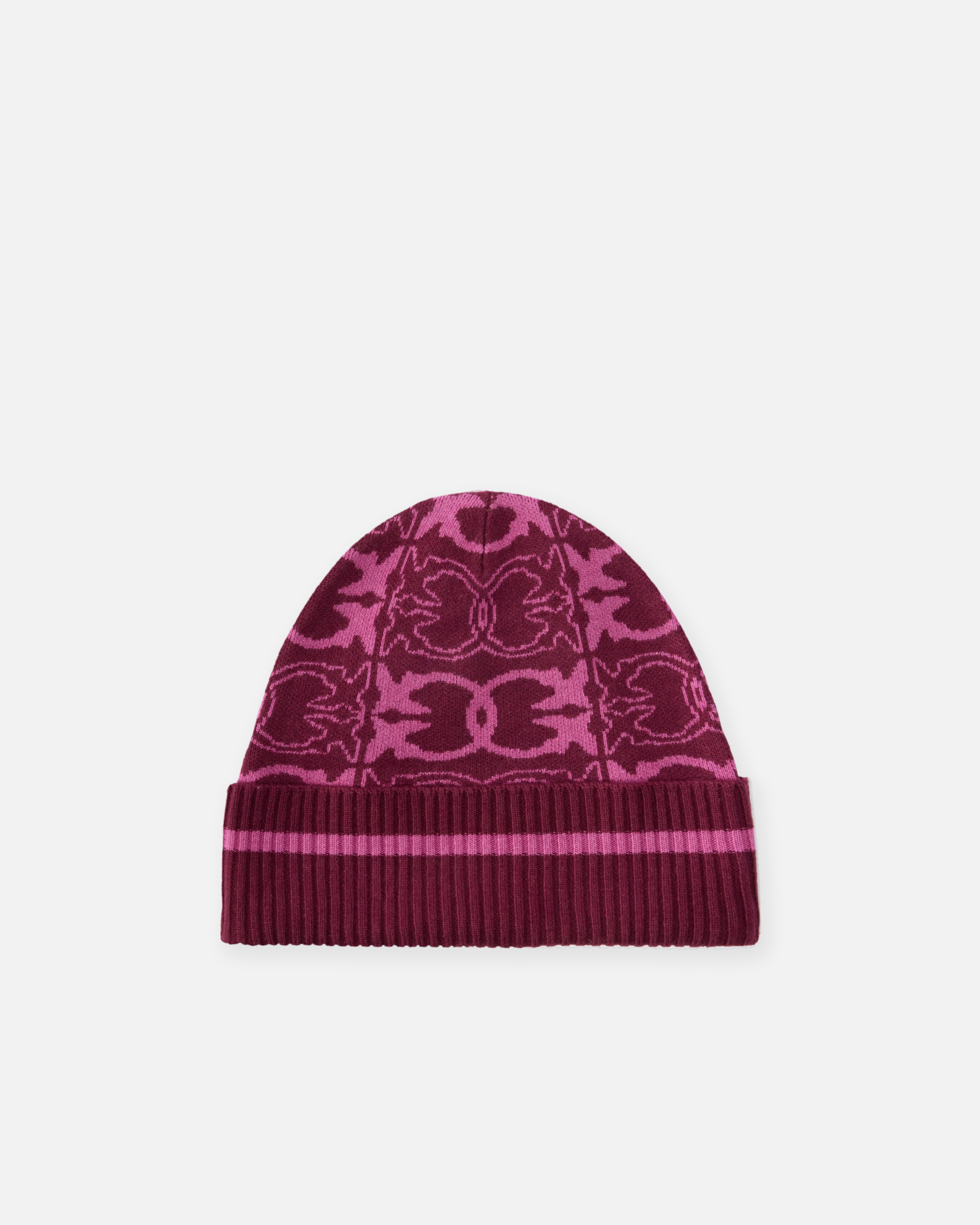 Pinko Beanie With Jacquard Logo Detail In Red
