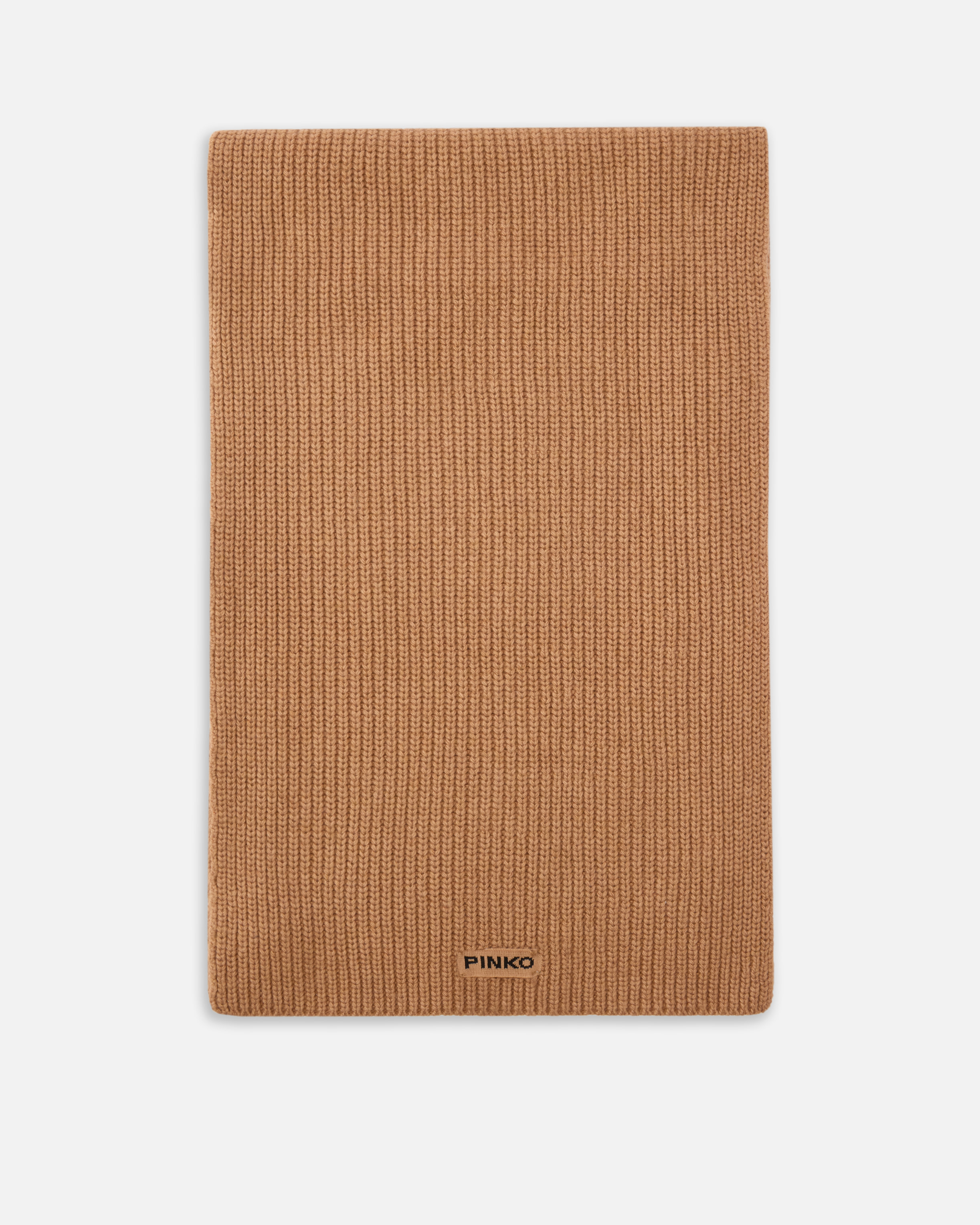 Pinko Slovenia Ribbed Label Scarf In Brown