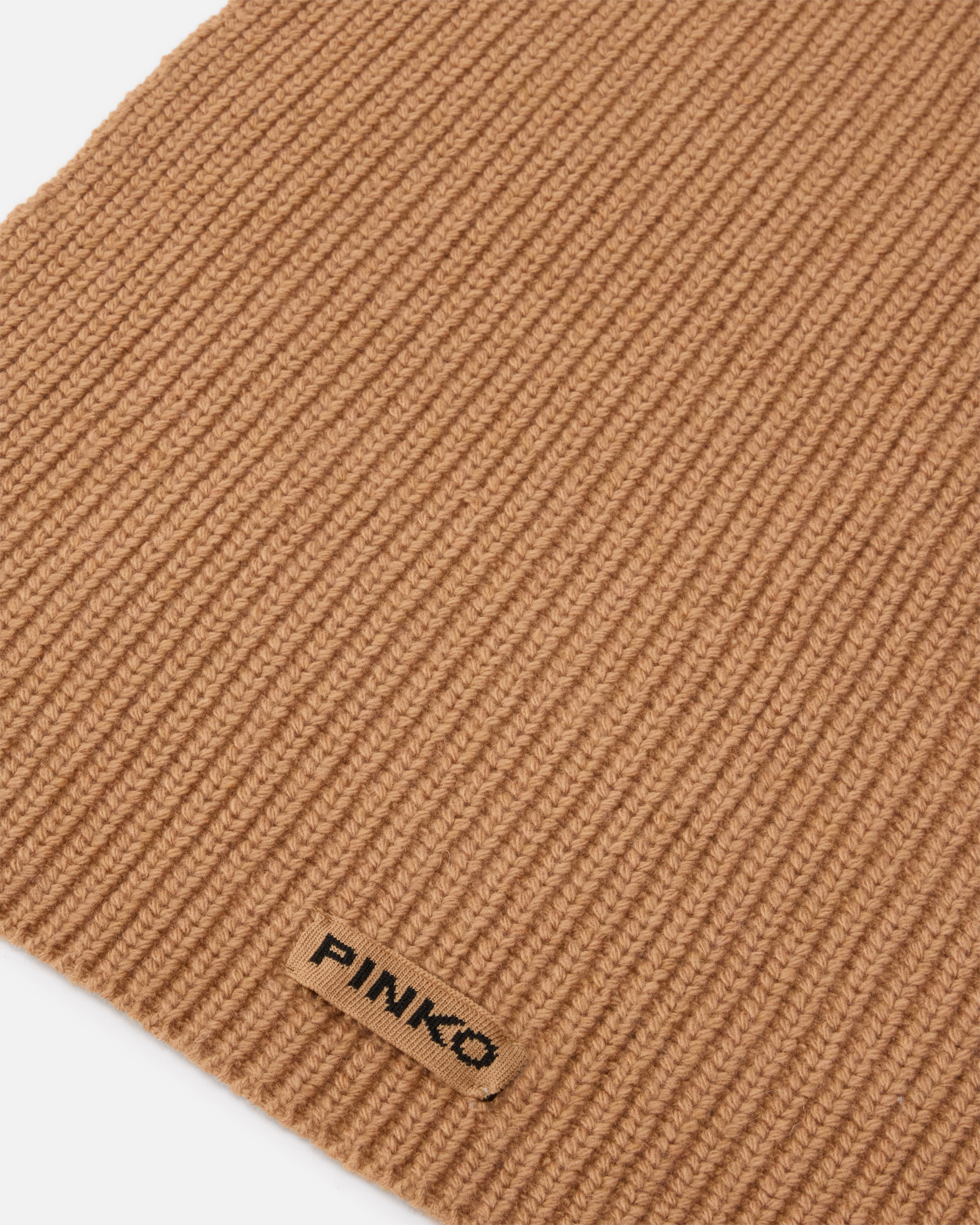 Pinko Slovenia Ribbed Label Scarf In Brown