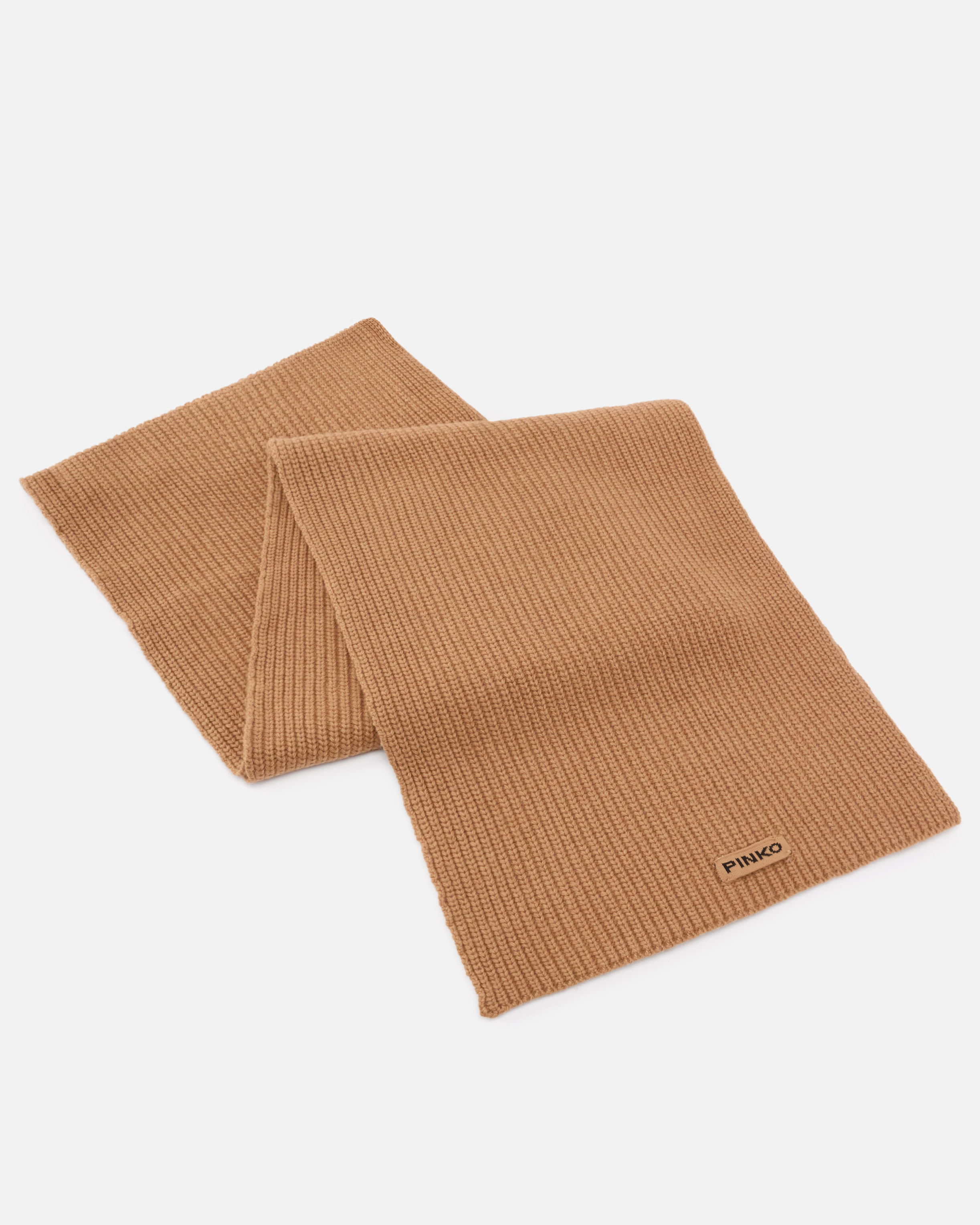 Pinko Slovenia Ribbed Label Scarf In Brown