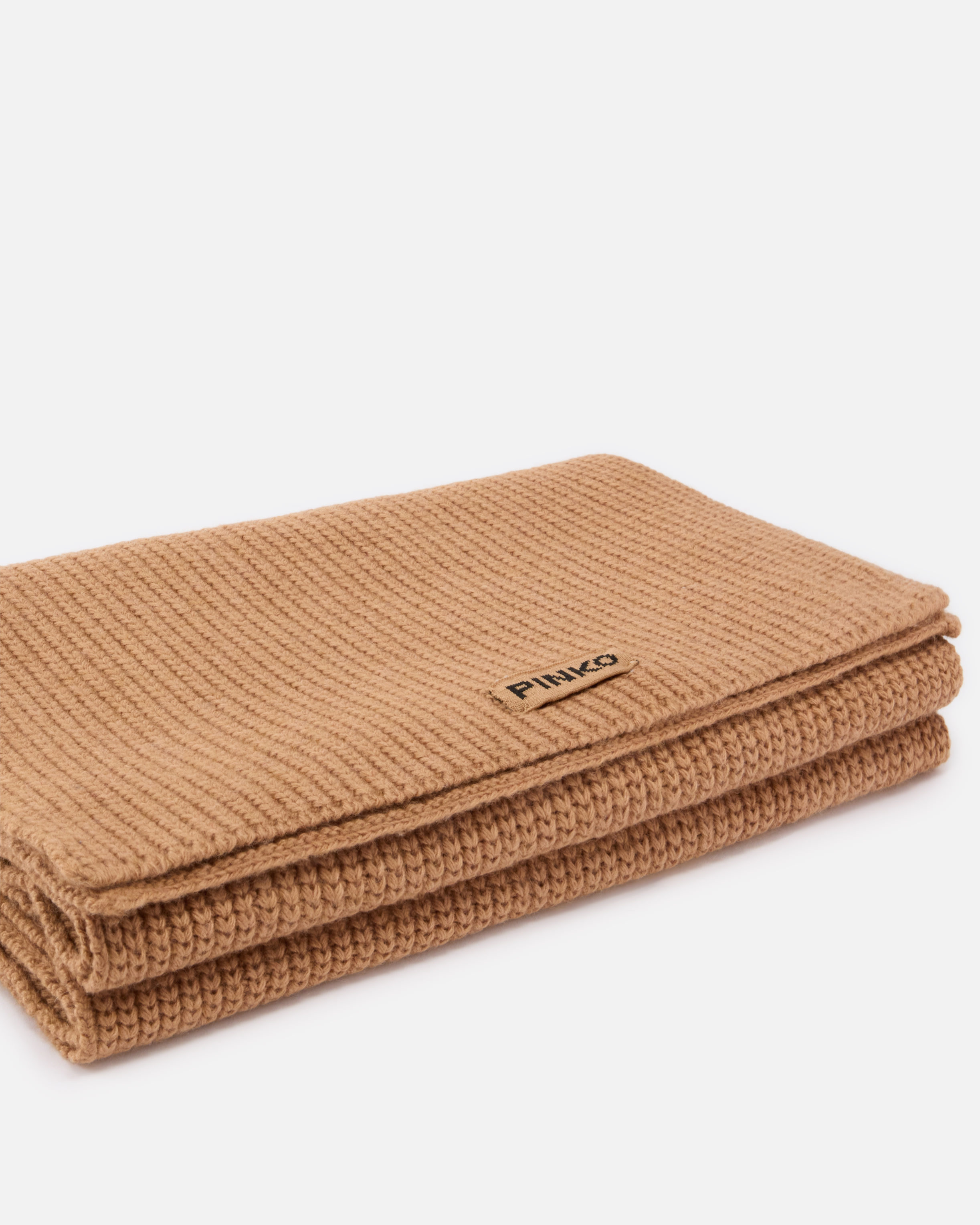 Pinko Slovenia Ribbed Label Scarf In Brown