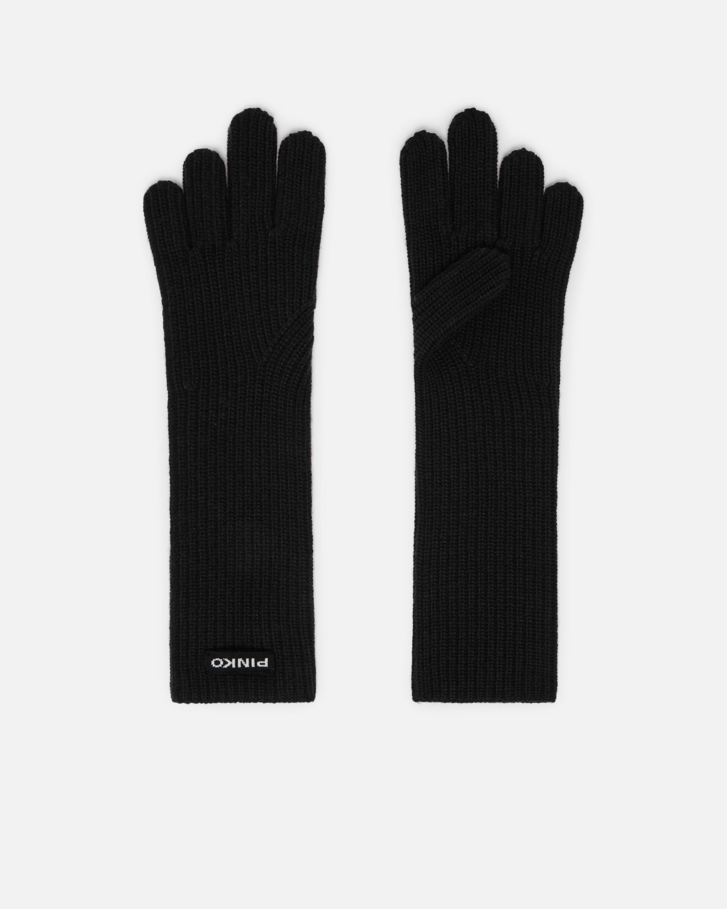 Pinko Long Wool And Cashmere-blend Gloves In Black