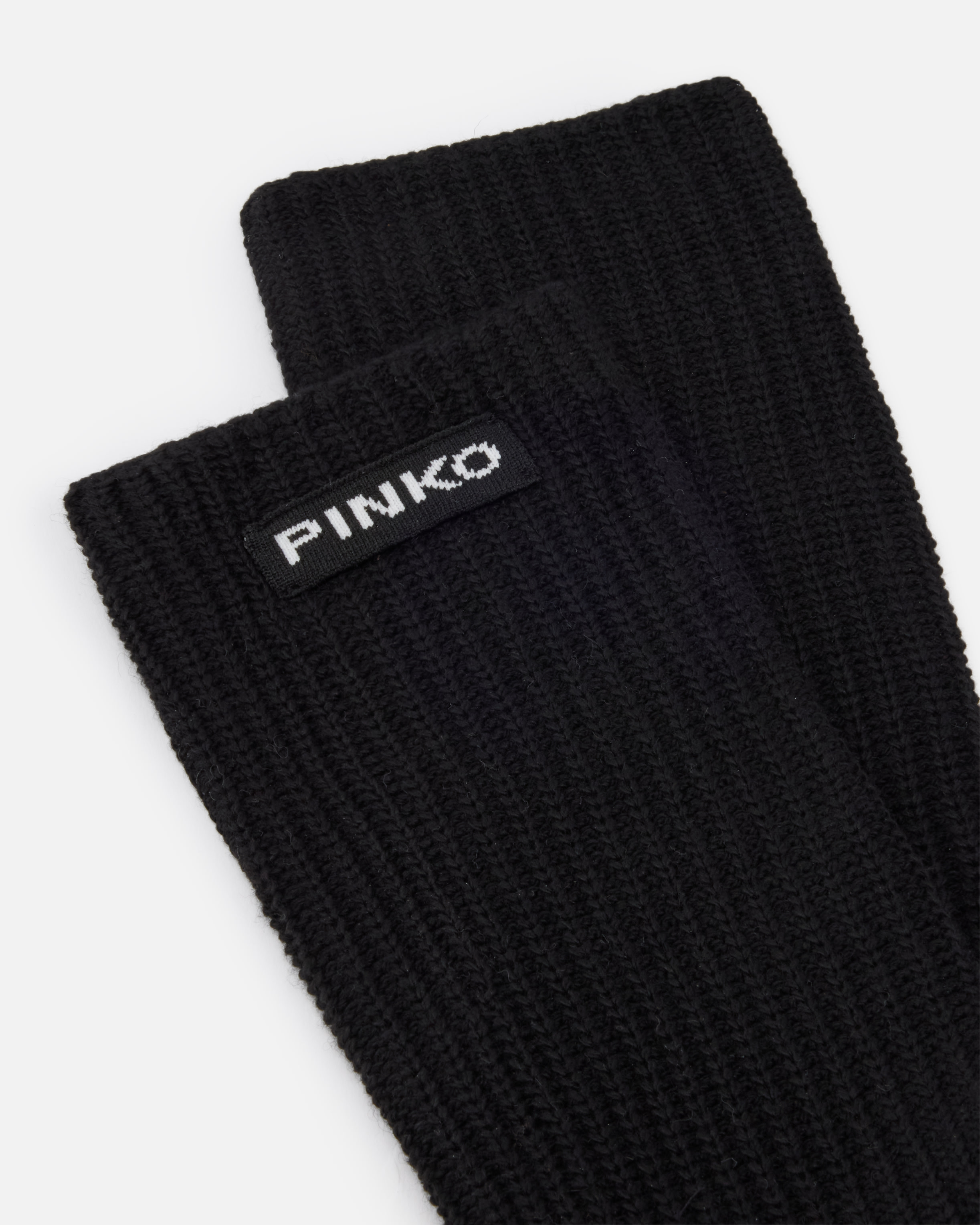 Pinko Long Wool And Cashmere-blend Gloves In Black