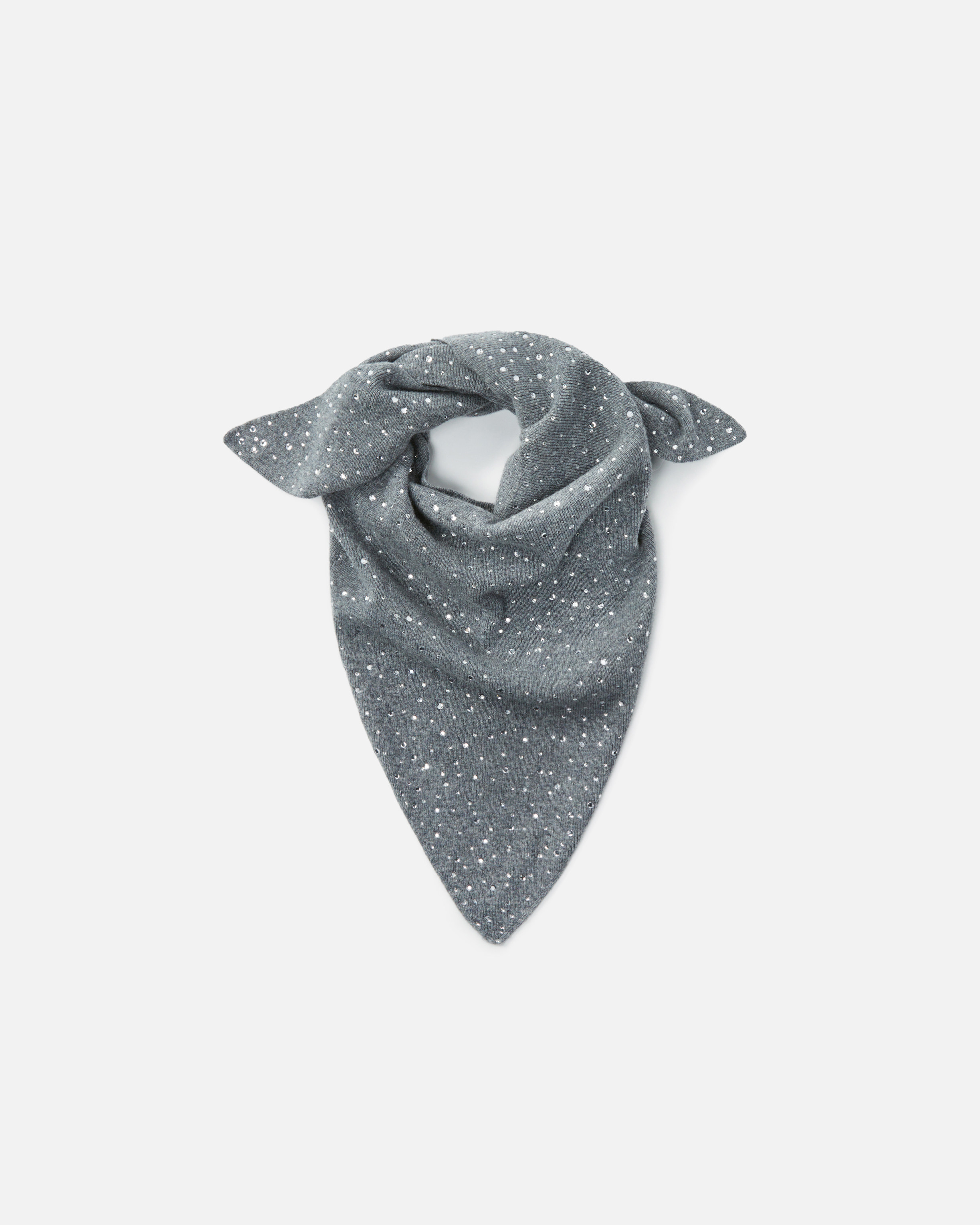 Pinko Triangular Scarf With All-over Rhinestones In Blue