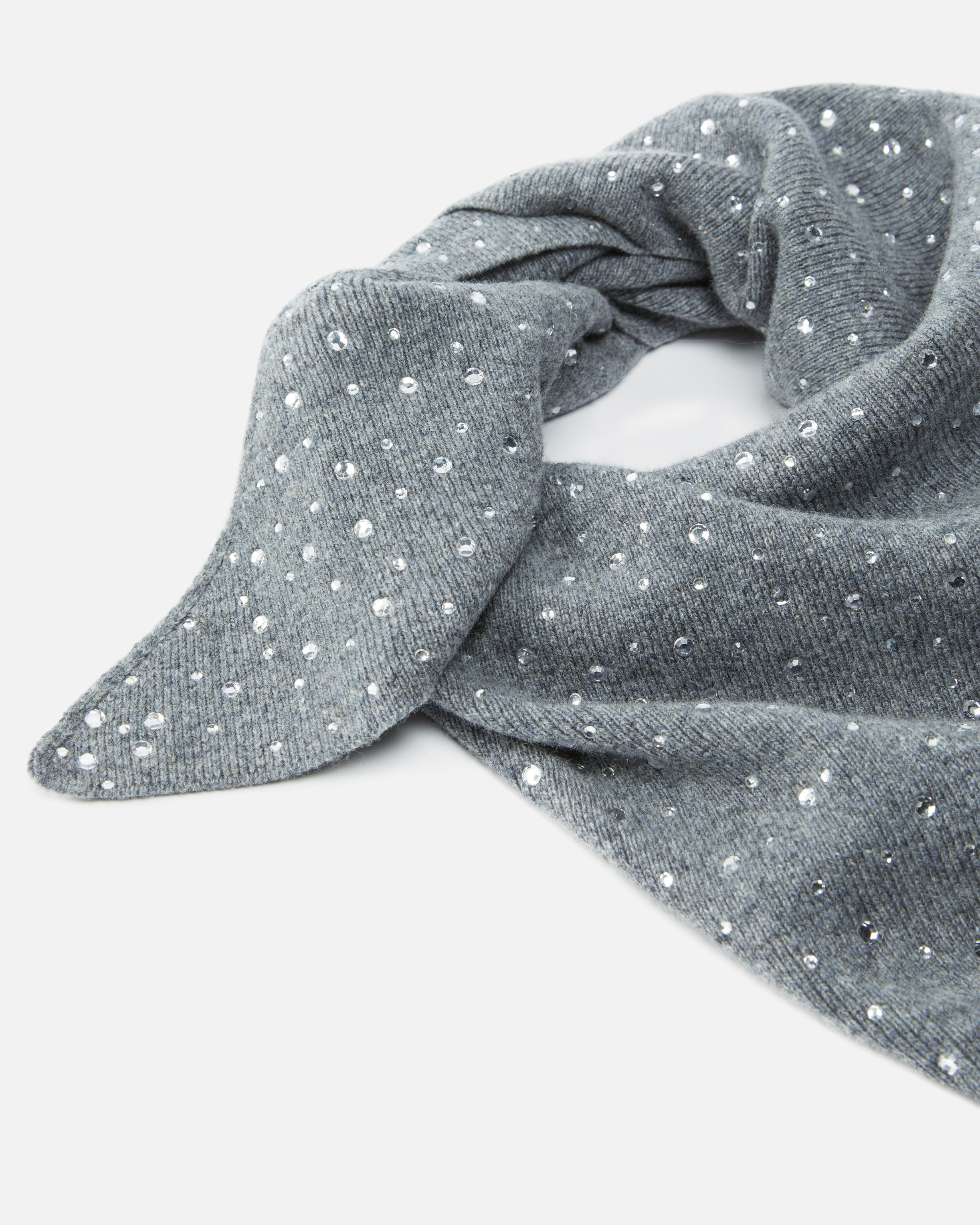 Pinko Triangular Scarf With All-over Rhinestones In Blue