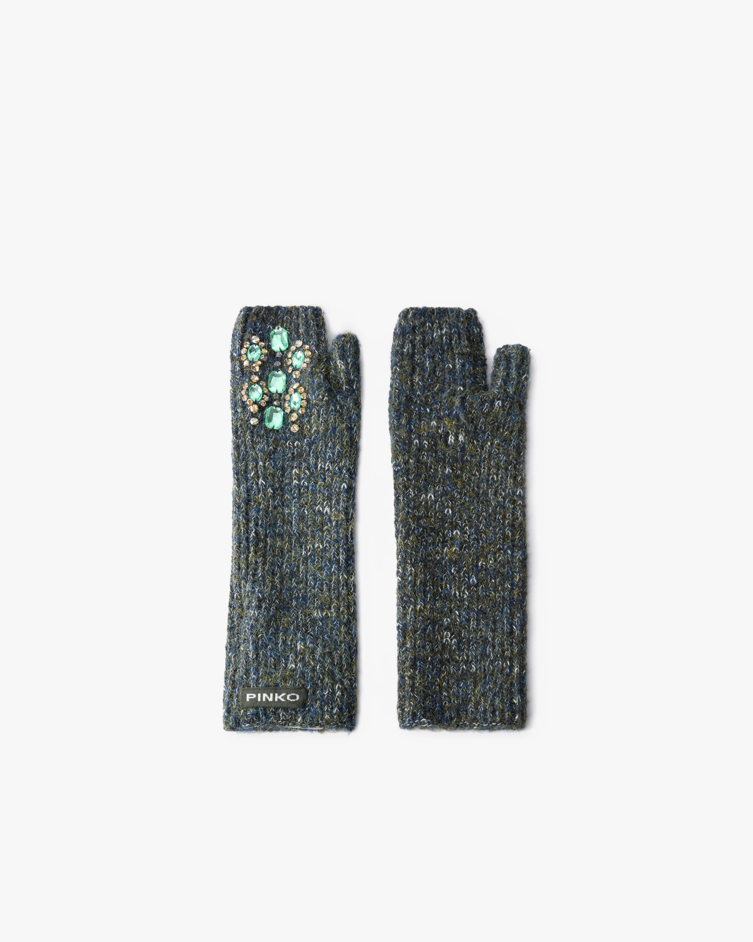 Pinko Jewel-embellished Fingerless Gloves In Gray