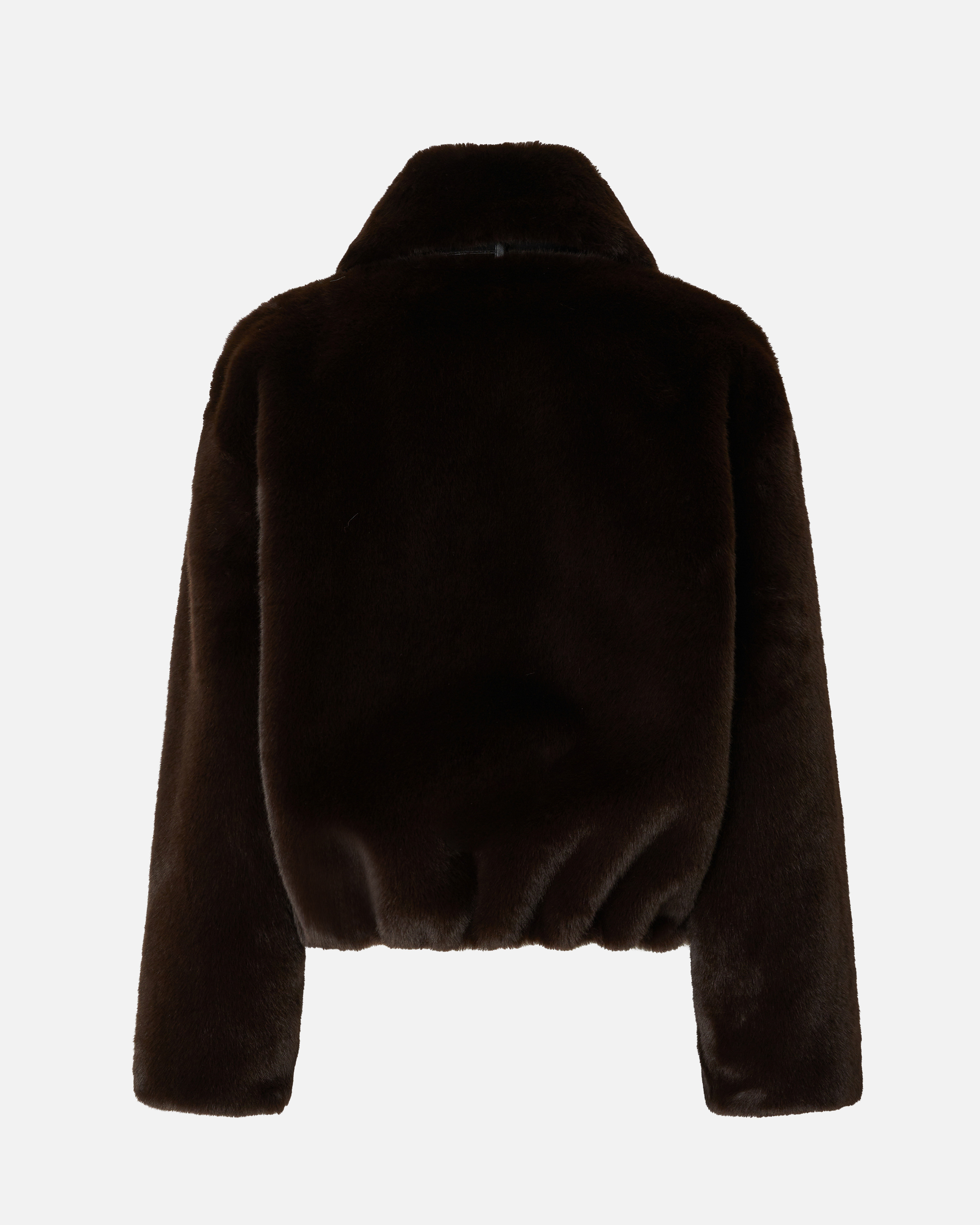 Pinko Short Mink-effect Blouson In Brown