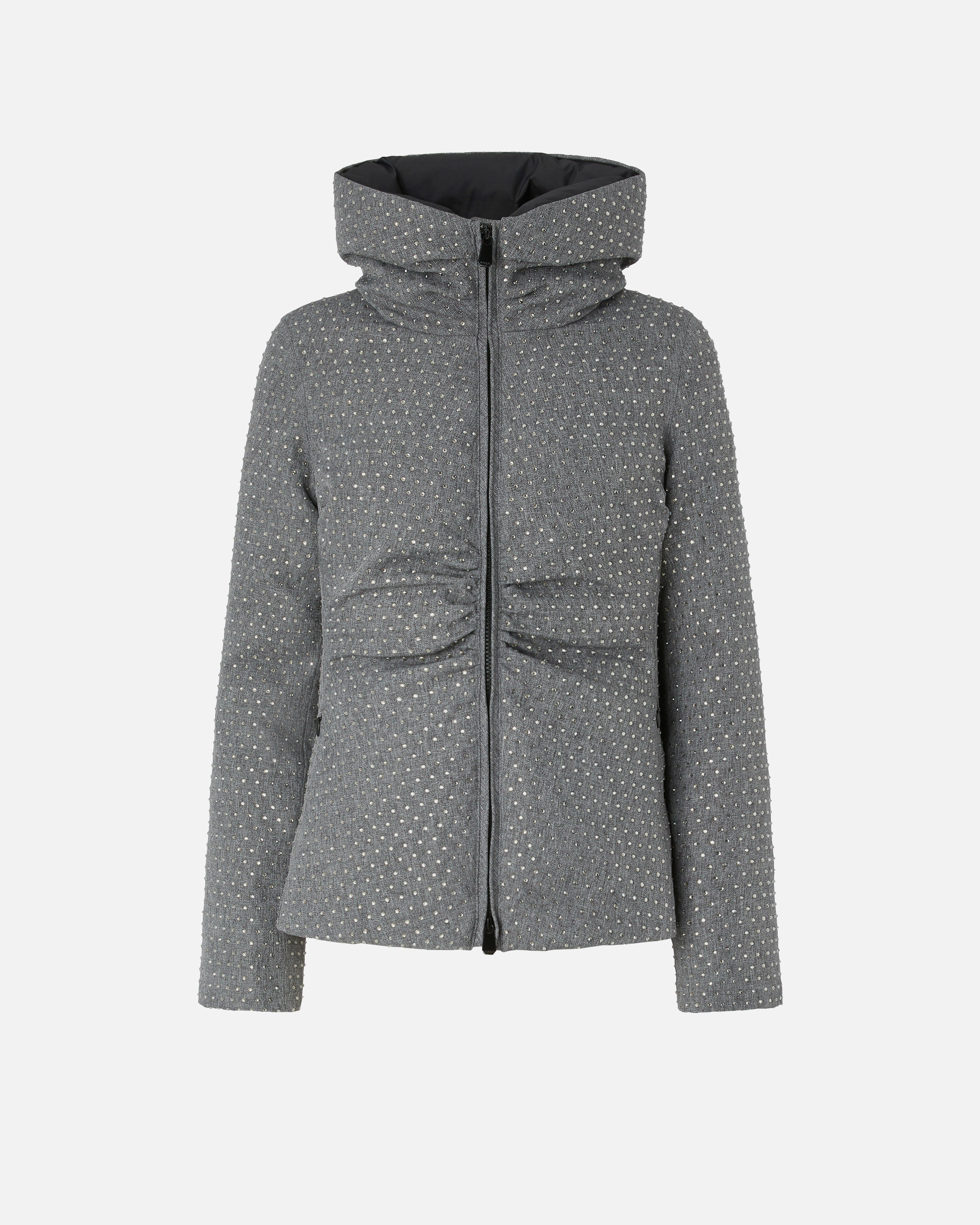 Pinko Embellished Puffer Jacket In Gray