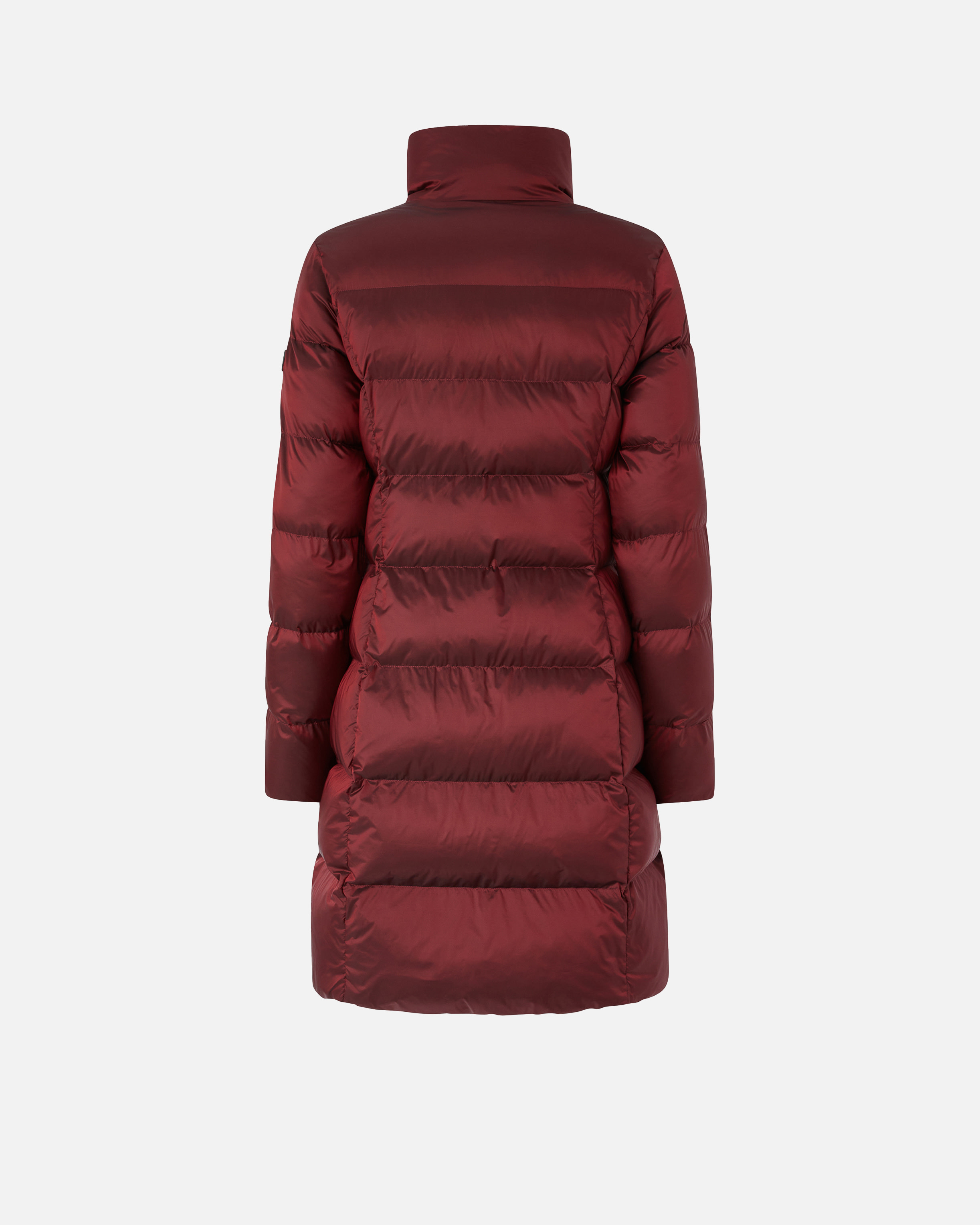 Pinko Long Canvas Down Jacket In Burgundy