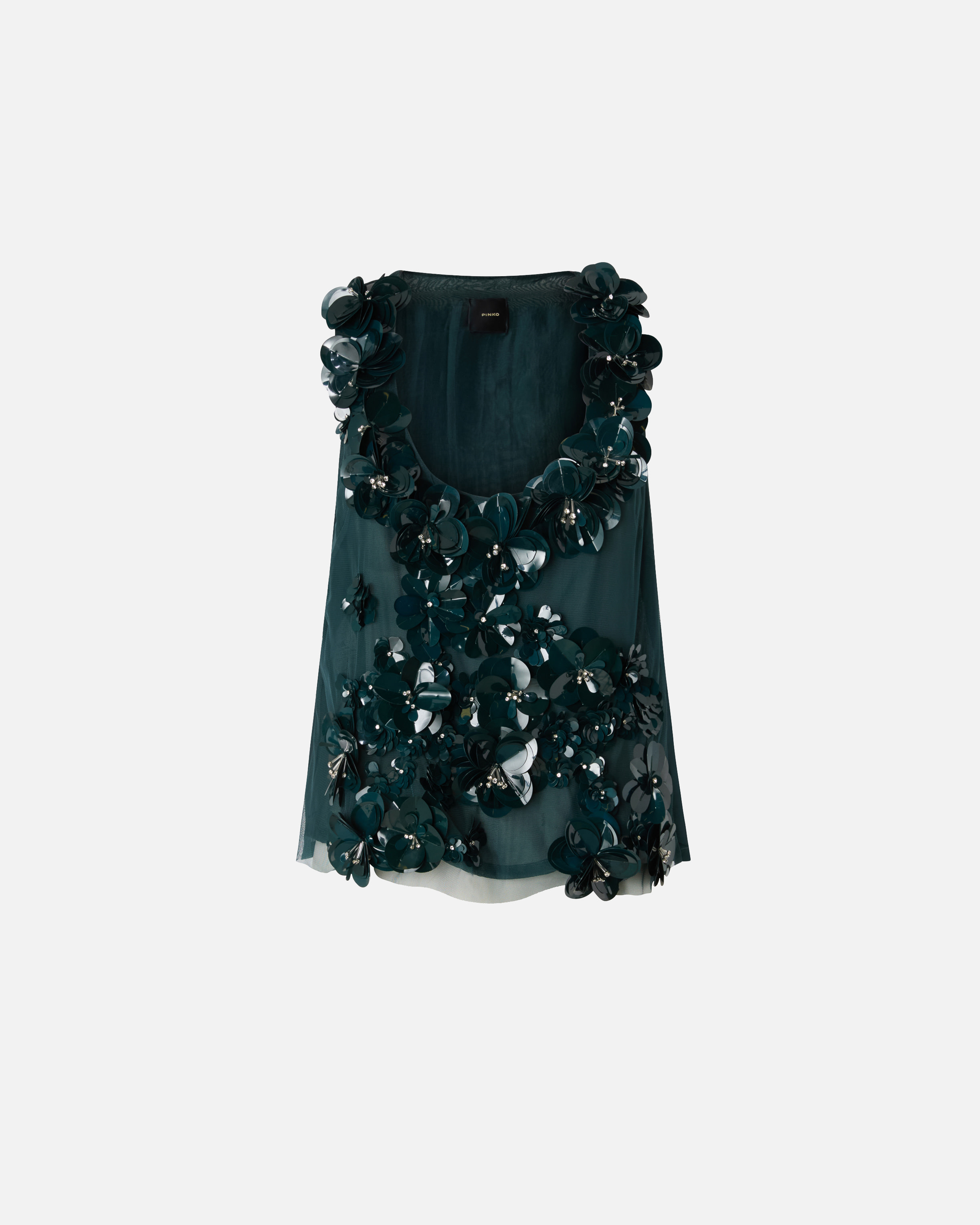 Top avec fleurs bijoux - Vert - large