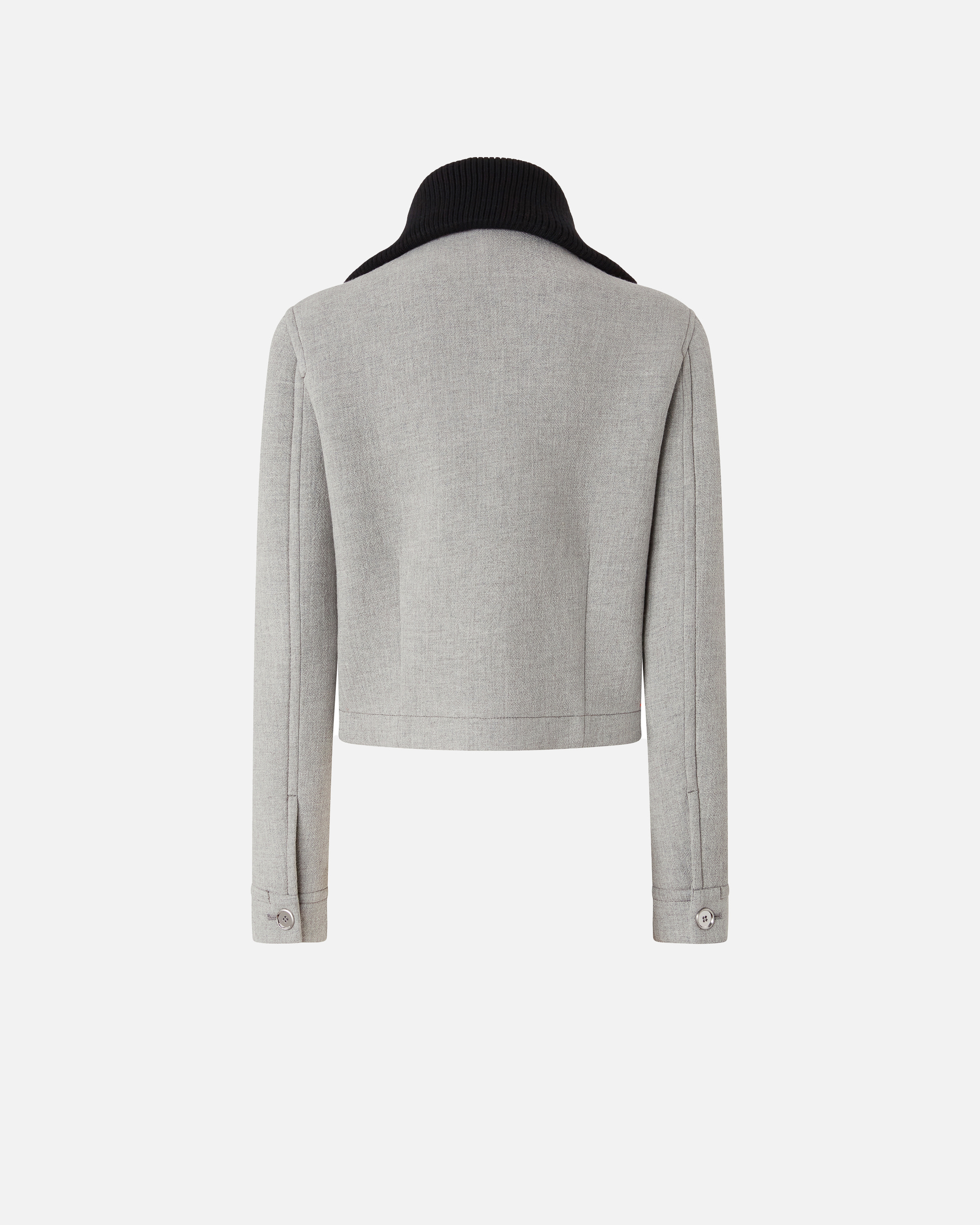 Pinko Slim-fit Jacket With Knit Collar In Gray