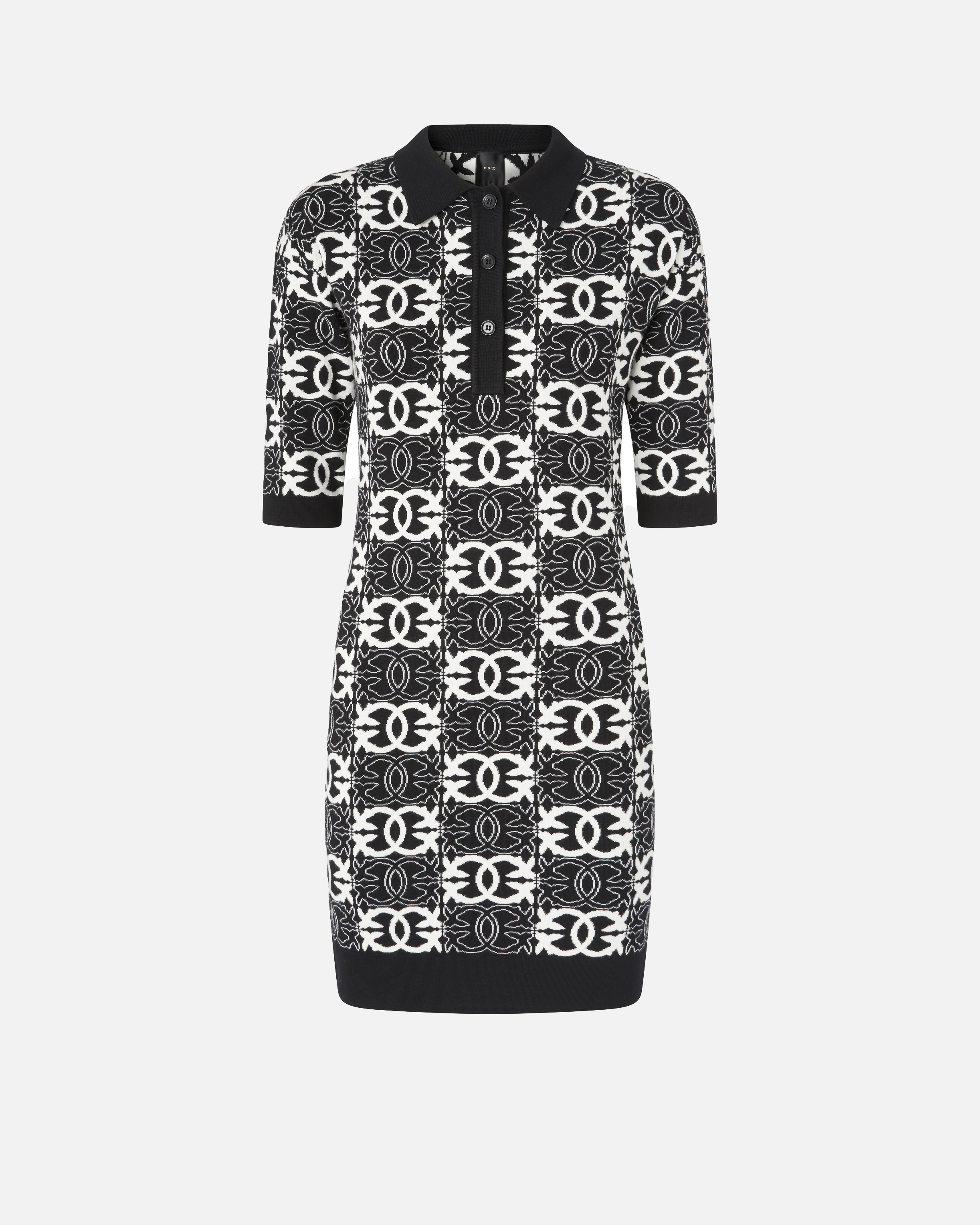 Pinko Love Birds Dress In Viscose Blend In Black