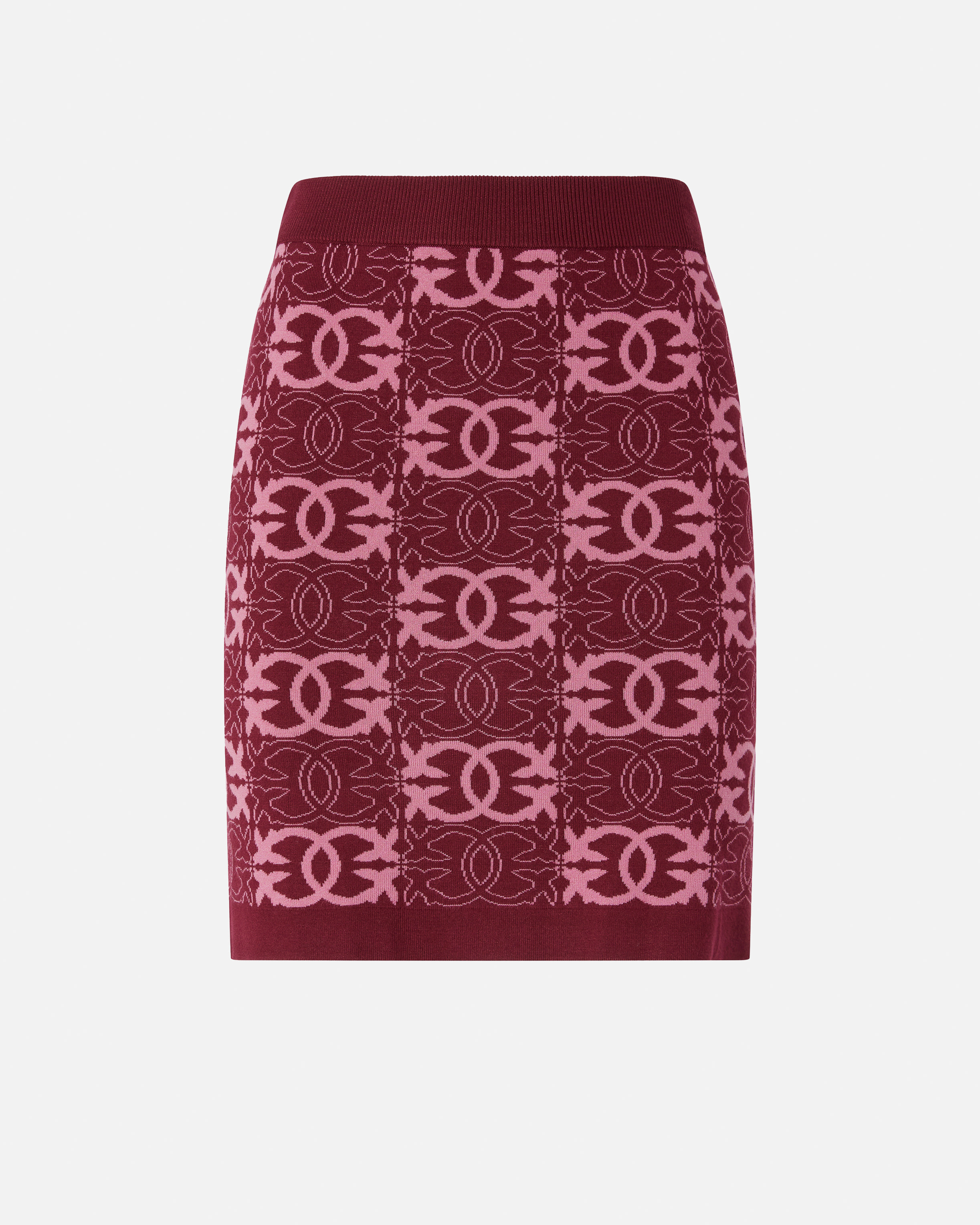 Pinko Mini Skirt With Love Birds Logo In Burgundy