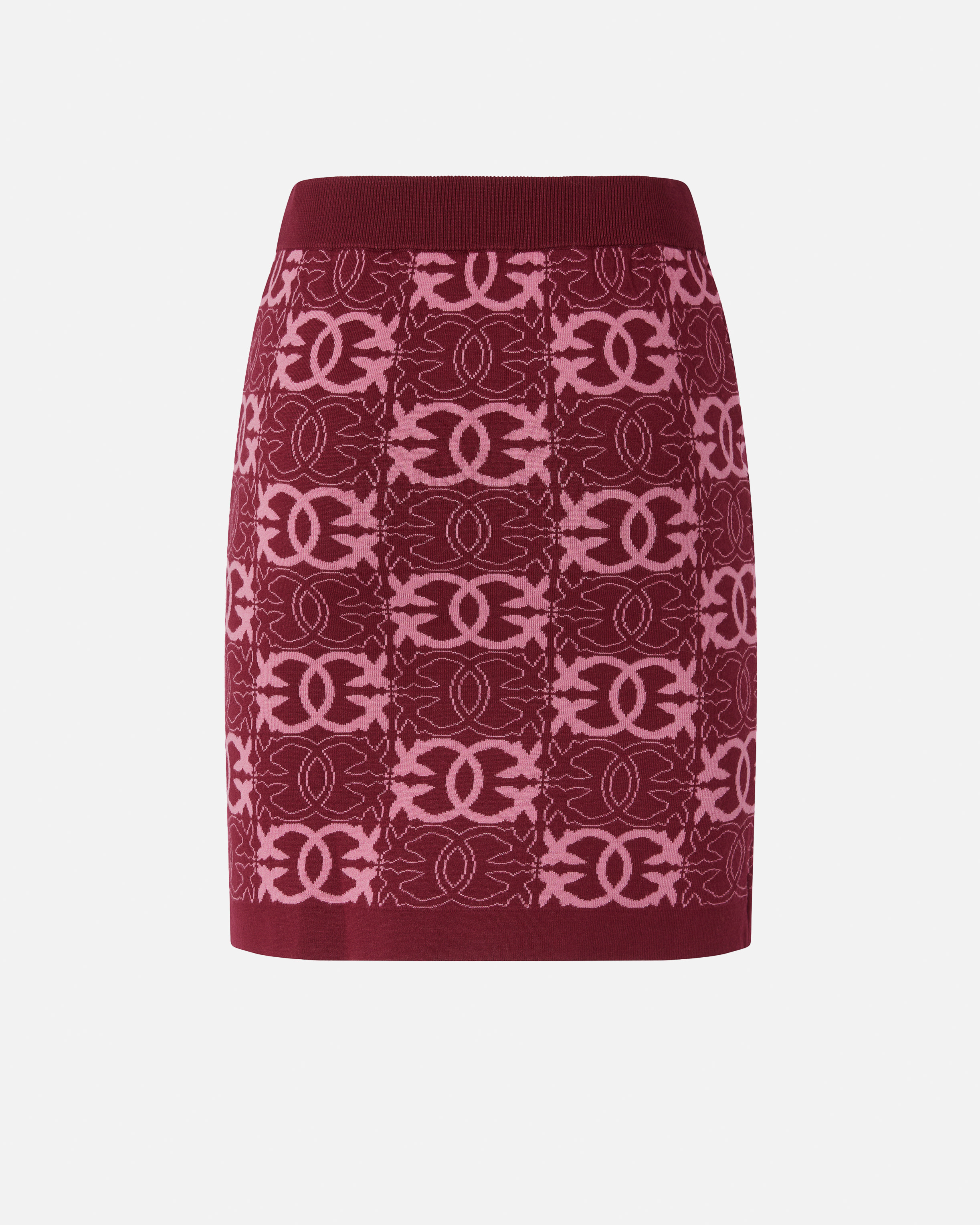Pinko Mini Skirt With Love Birds Logo In Burgundy