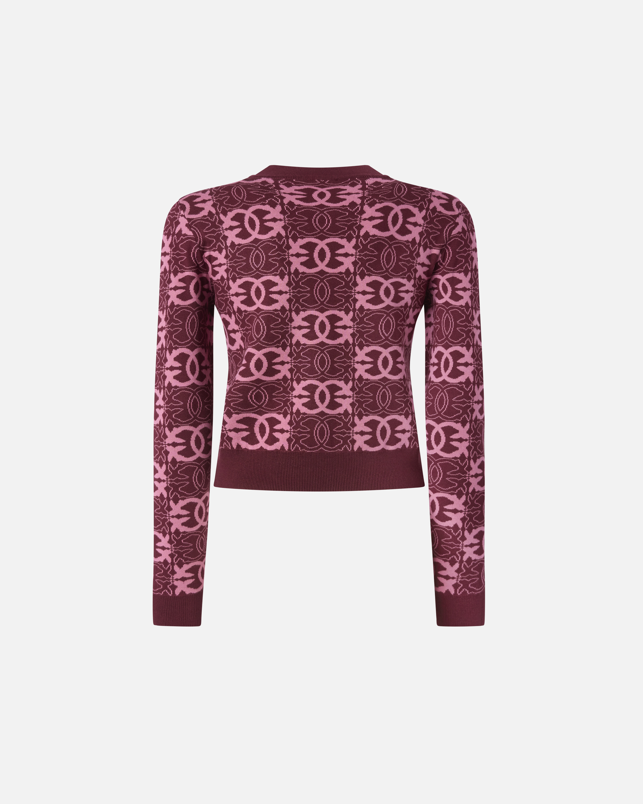 Pinko Cropped Sweater With Love Birds Logo In Burgundy