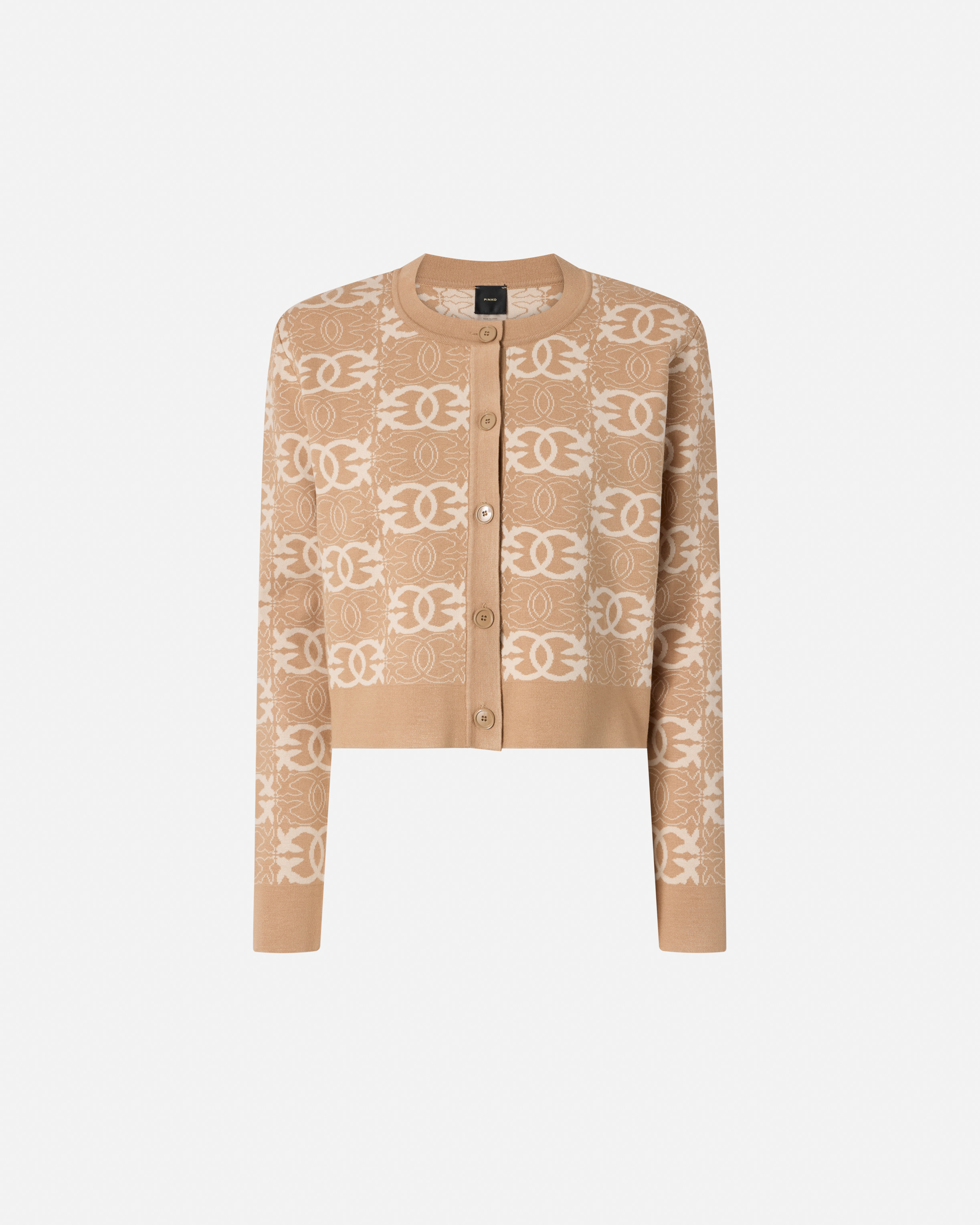 Pinko Cardigan With Love Birds Logo In Brown