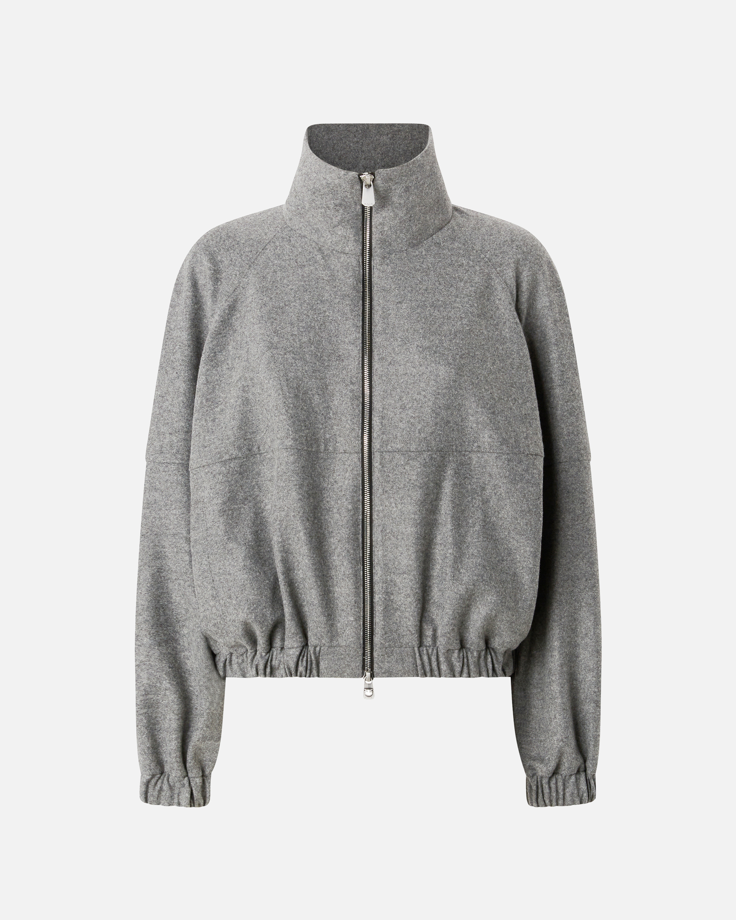 Pinko Wool-blend Bomber Jacket With Zip In Gray