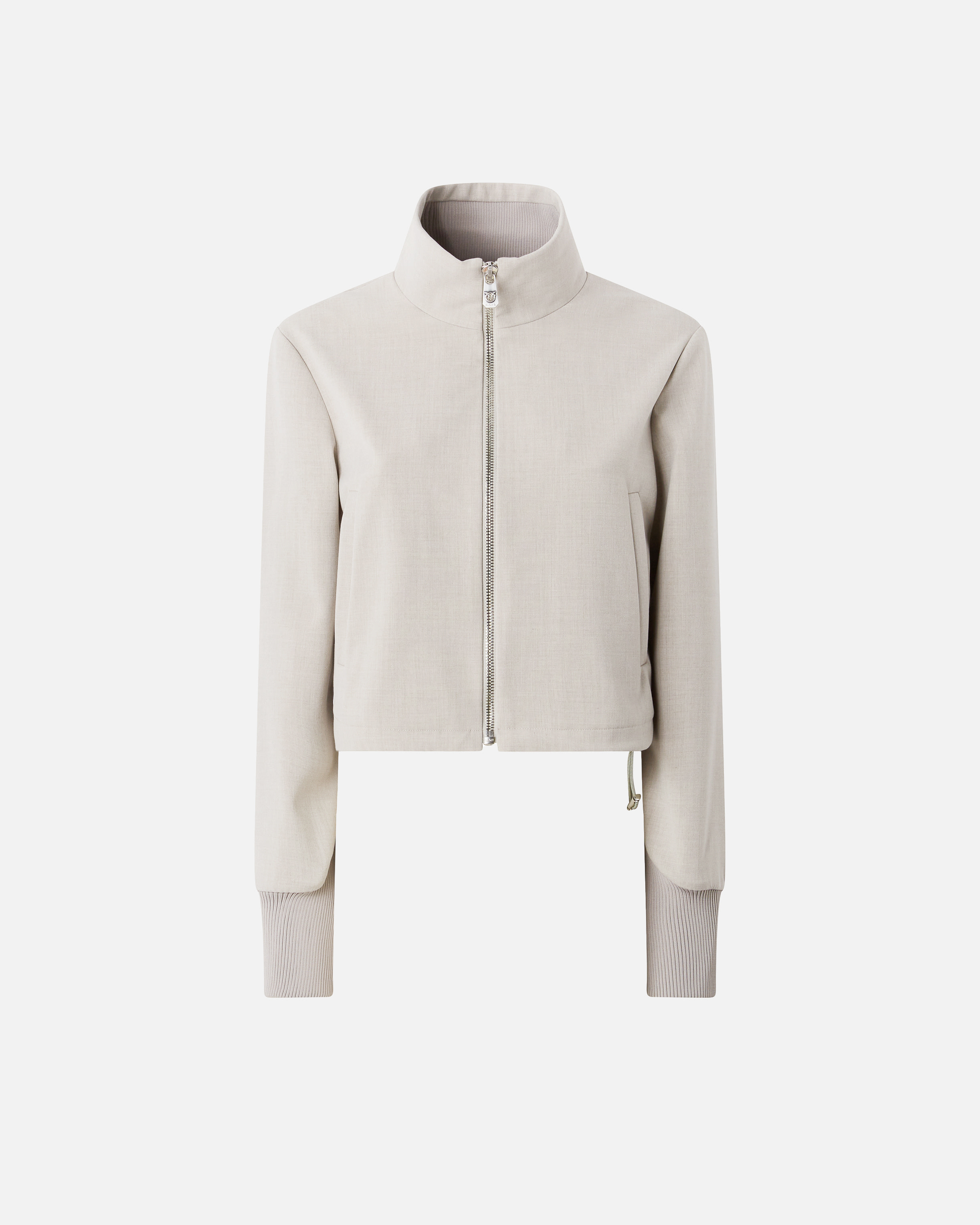 Giacca cropped aderente con coulisse - Grigio - large | Pinko 