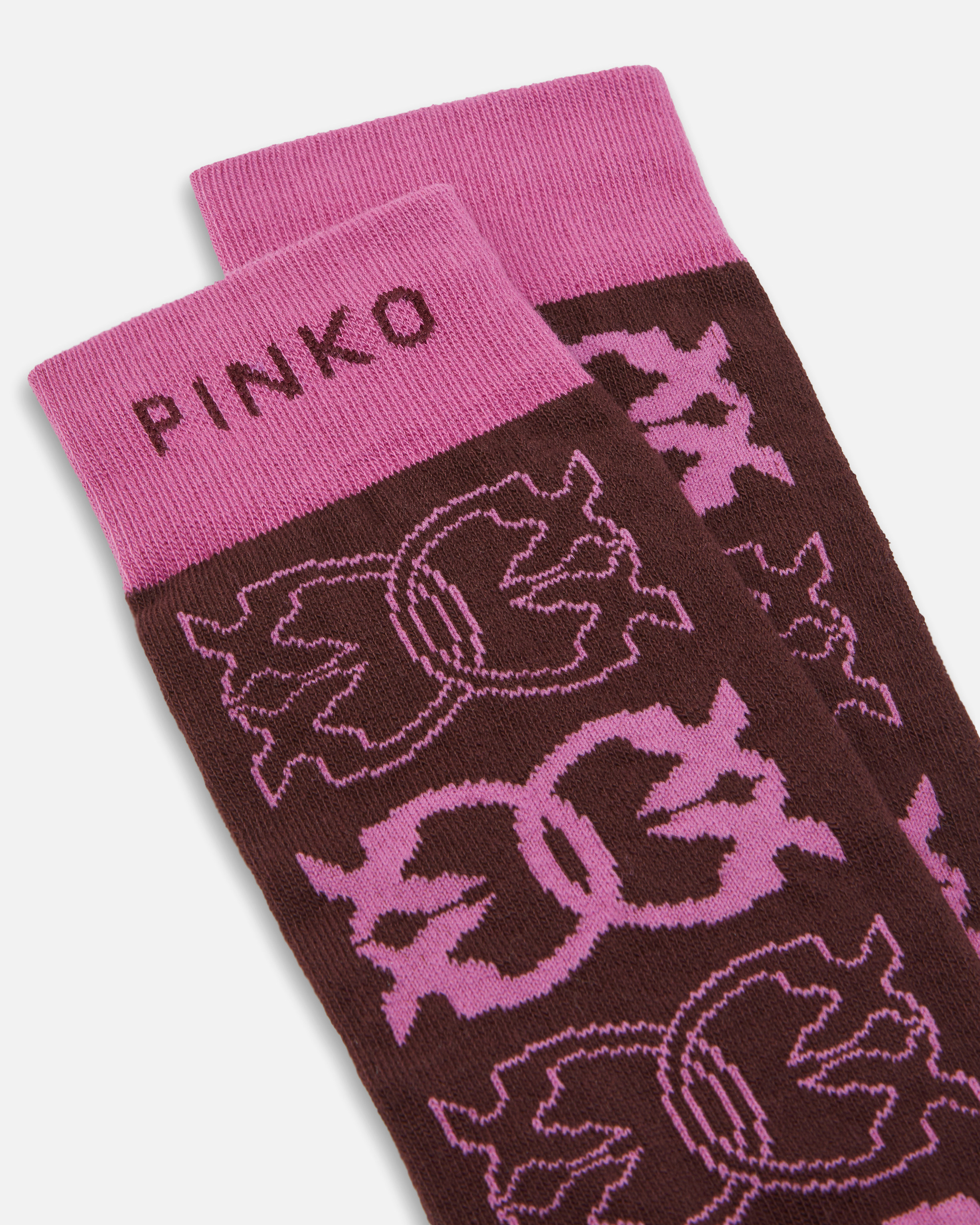 Socks with all-over jacquard logo - Bordeaux, Multicolor, Pink, Red - large
