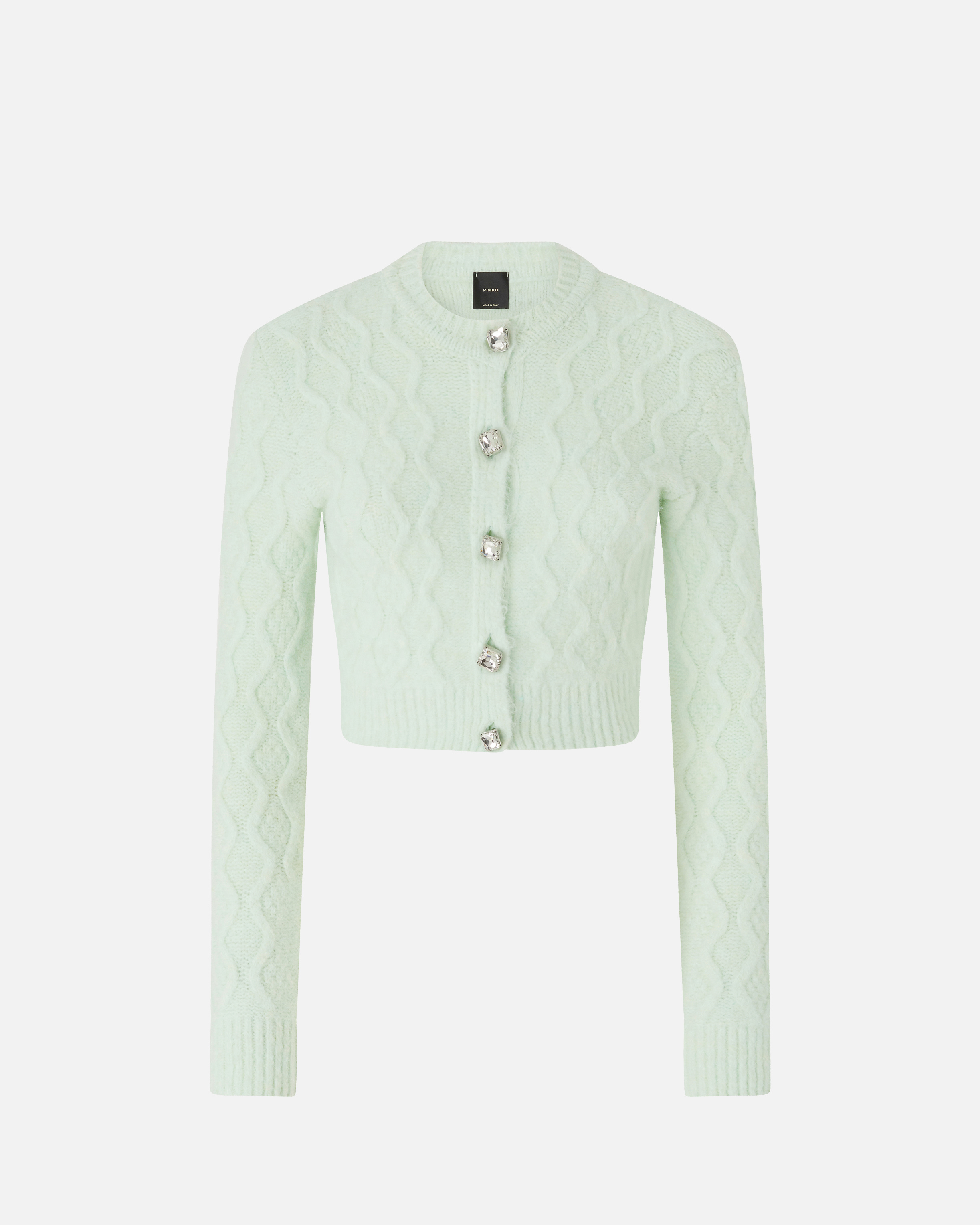 Pinko Cropped Cardigan With Jewel Buttons In Green