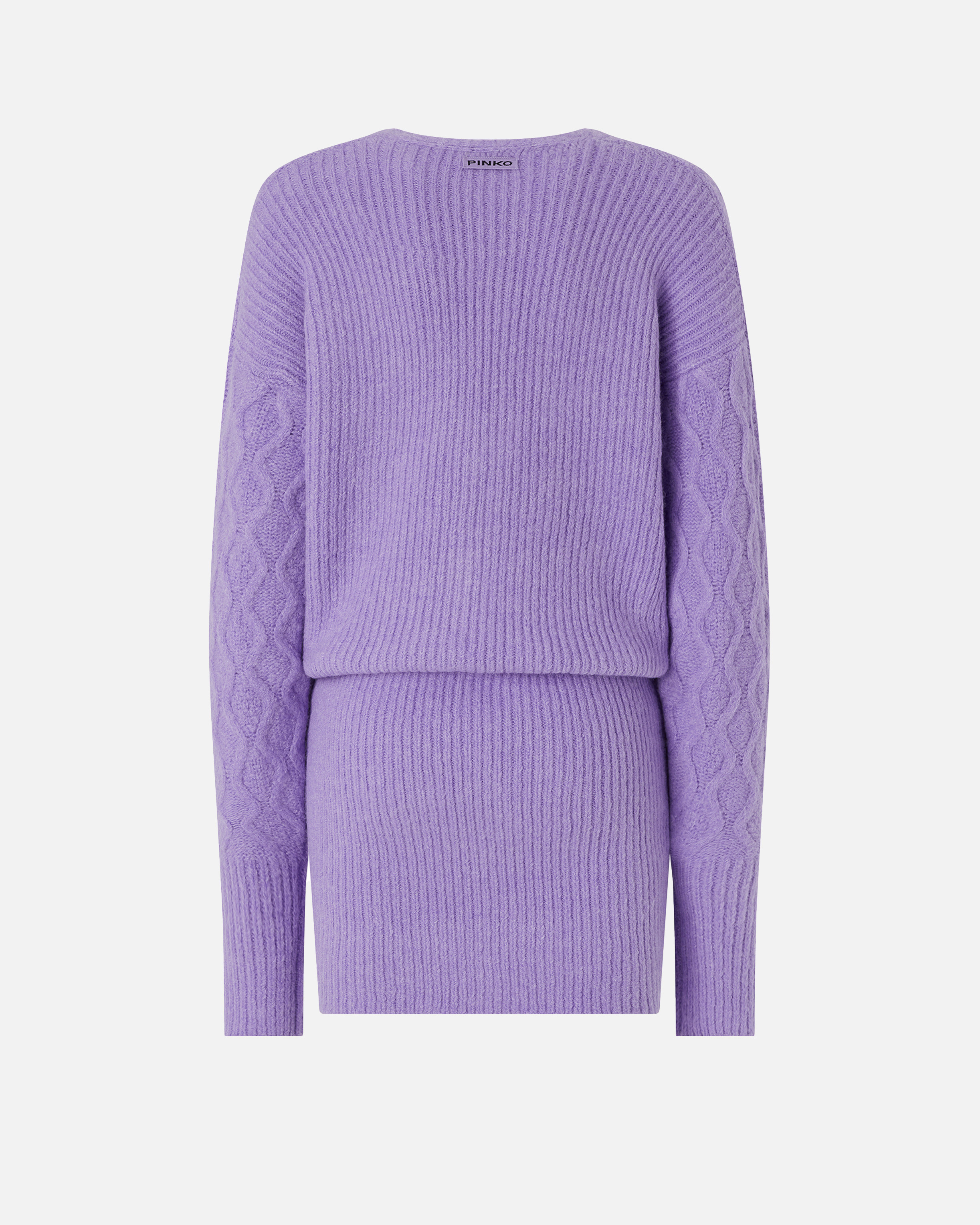 Pinko Knit Mini Dress With Cable Stitch And Jewel Buttons In Pink