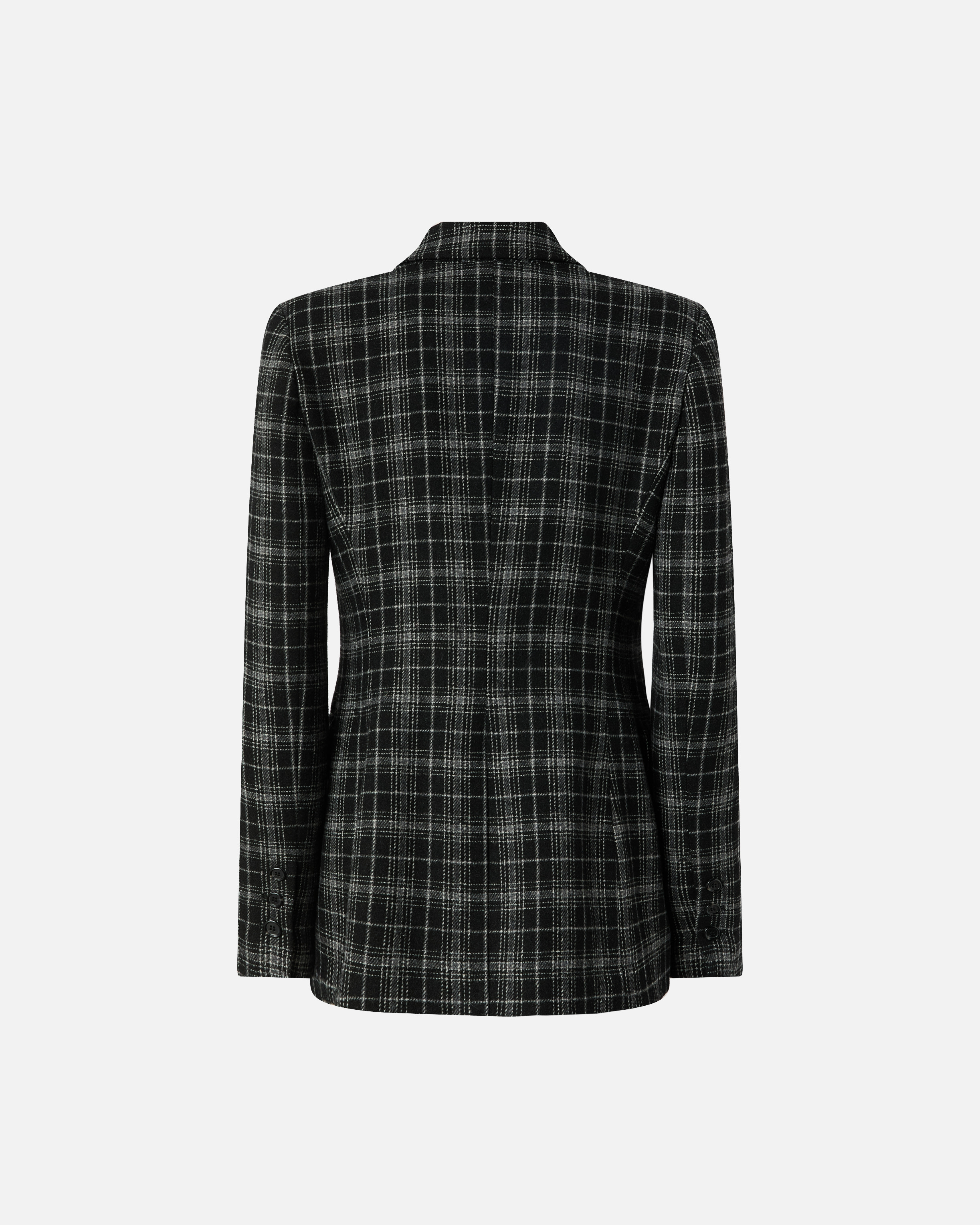 Pinko Yarn-dyed Check Double-breasted Jacket In Gray