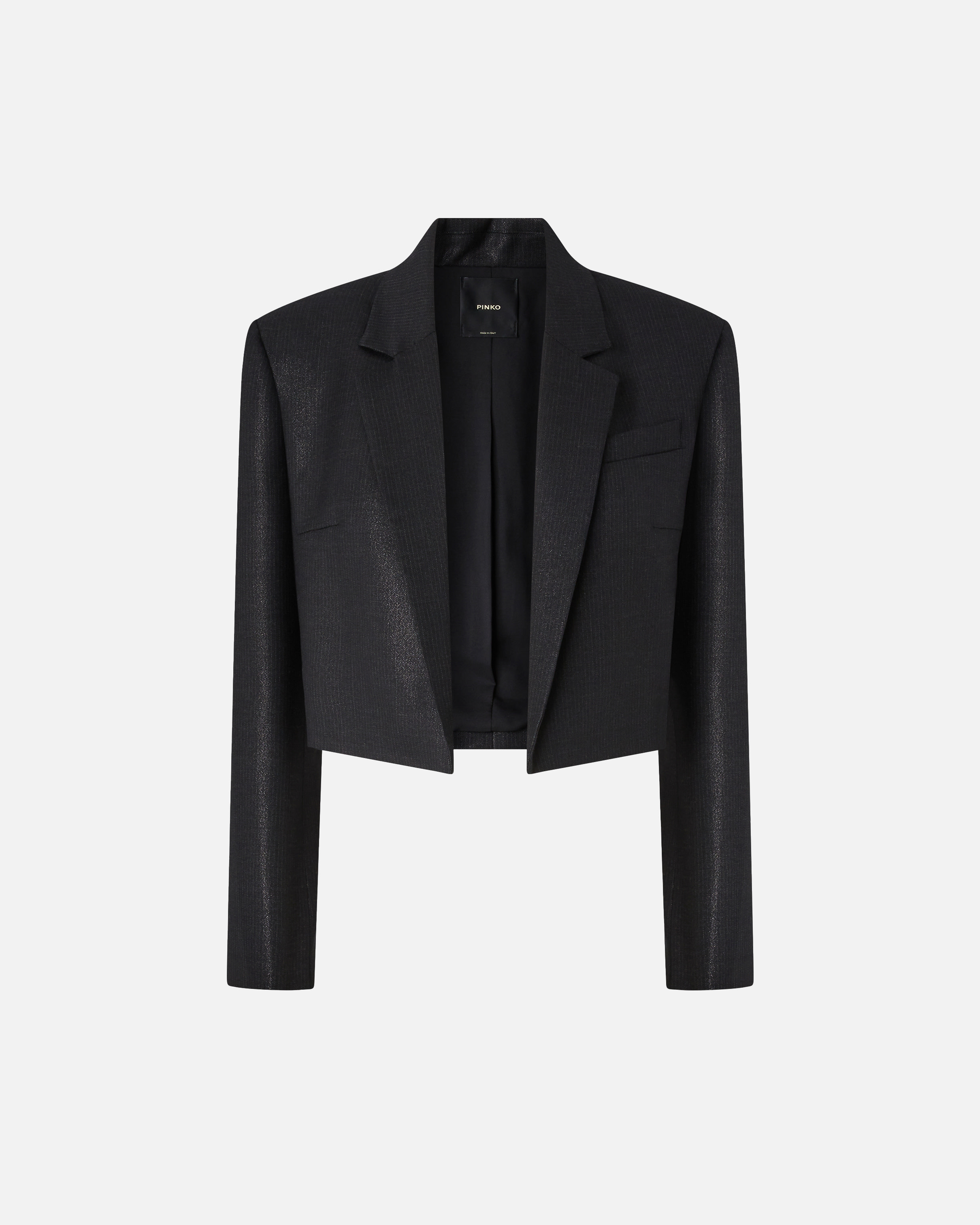 Giacca spencer gessata effetto brillante - Nero - large