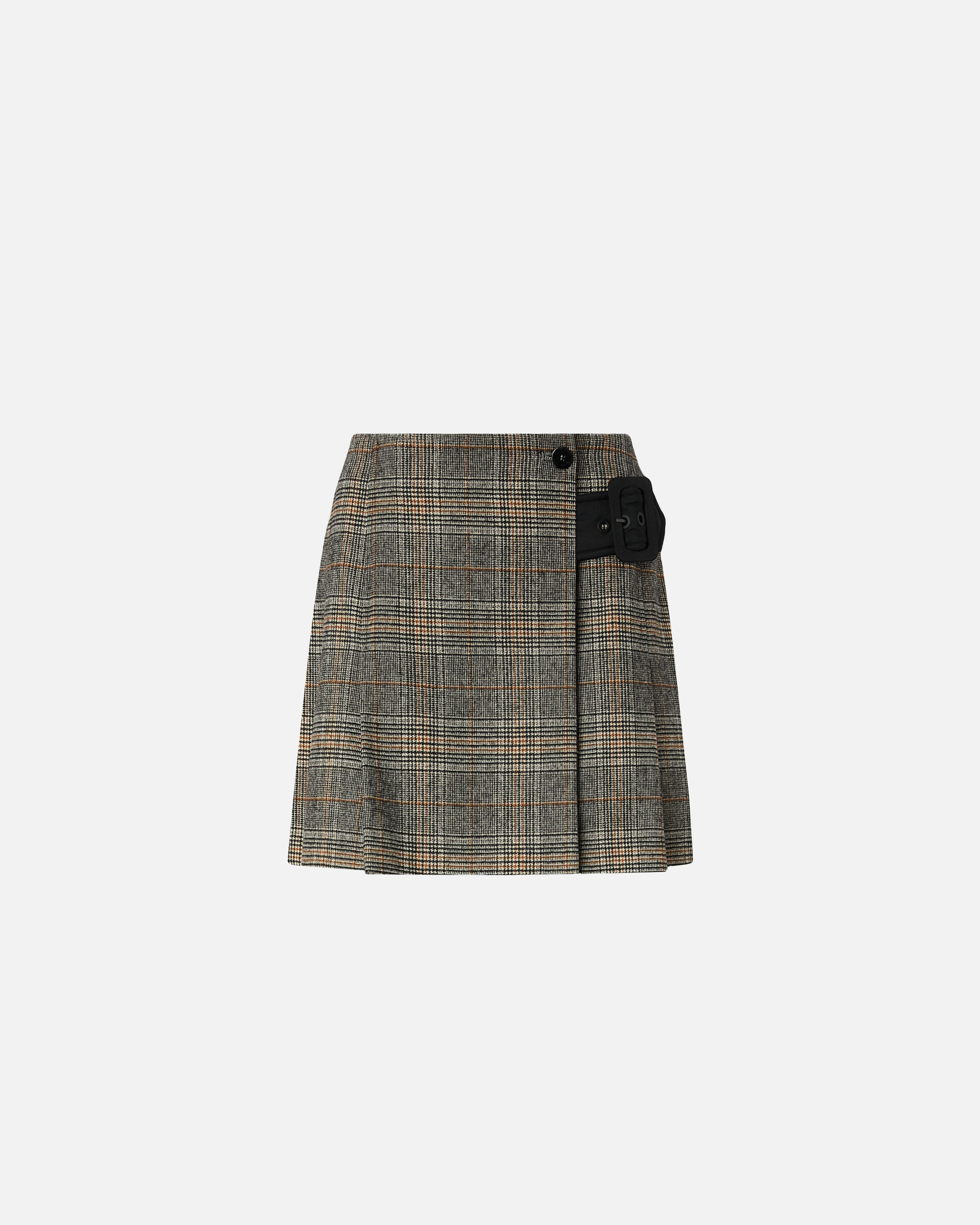 Wrap mini skirt with check motif | Pinko 
