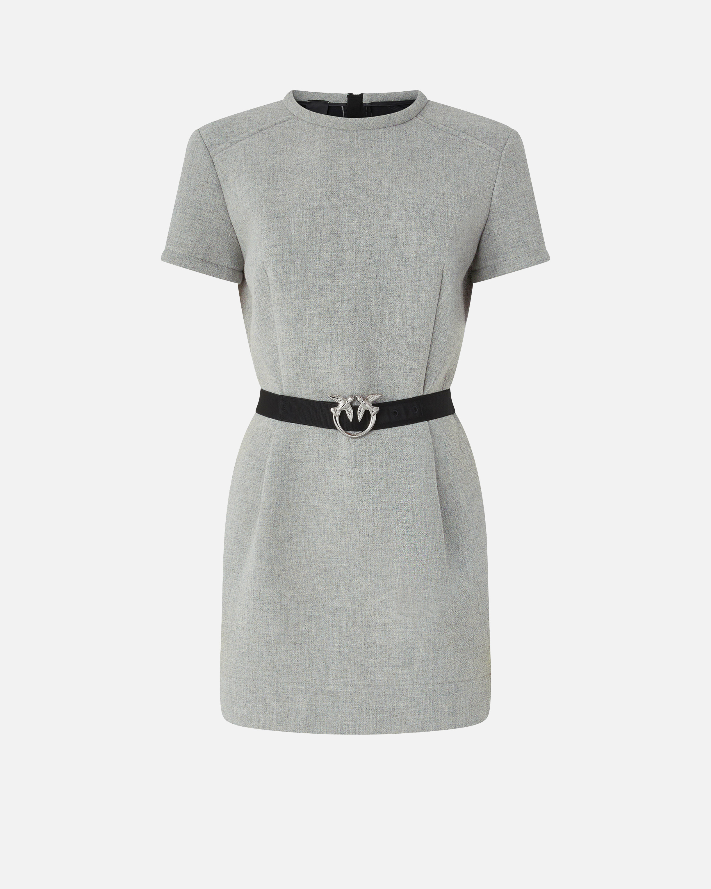 Pinko Belted Short-sleeve Mini Dress In Gray