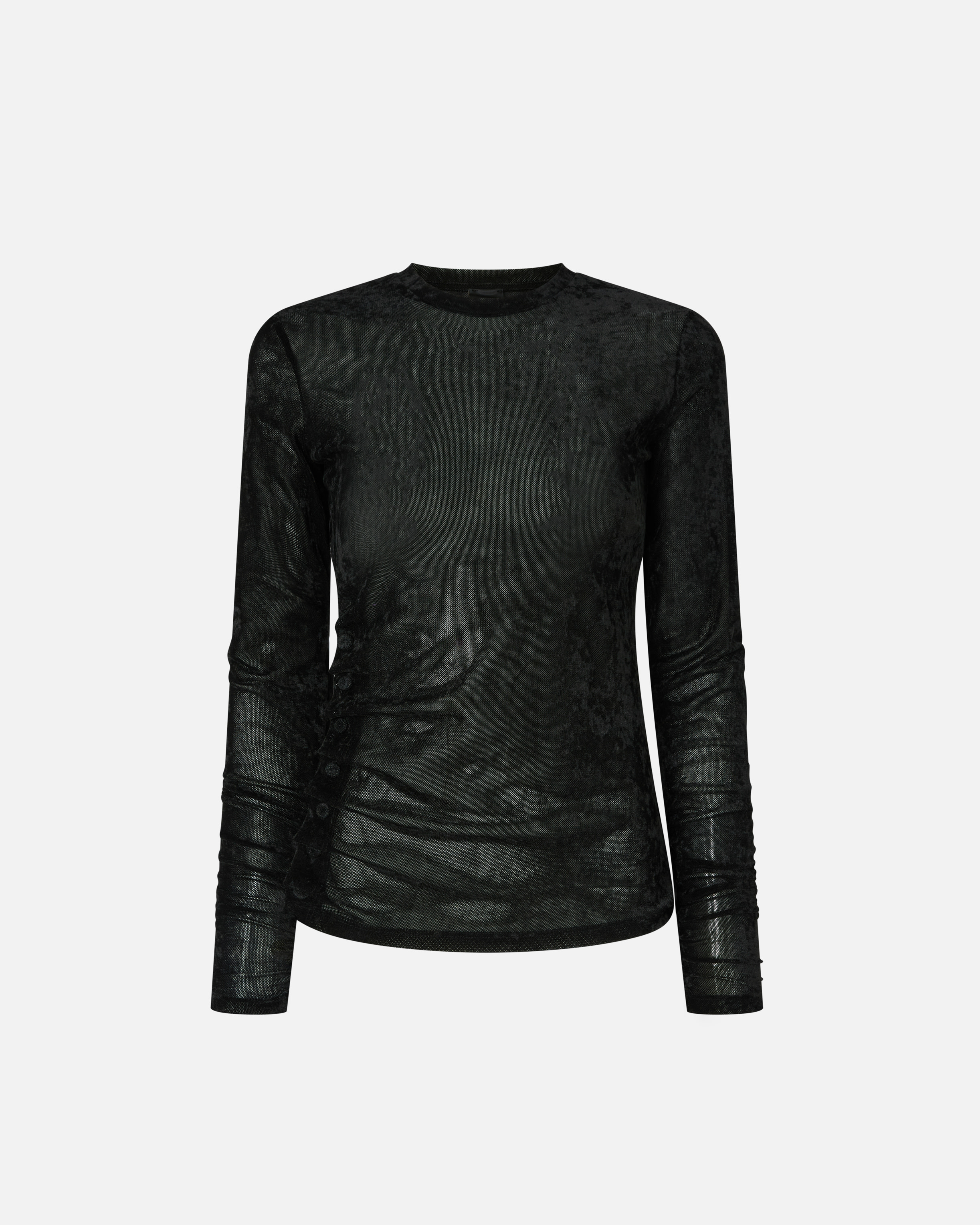 Mesh knit with flock finish