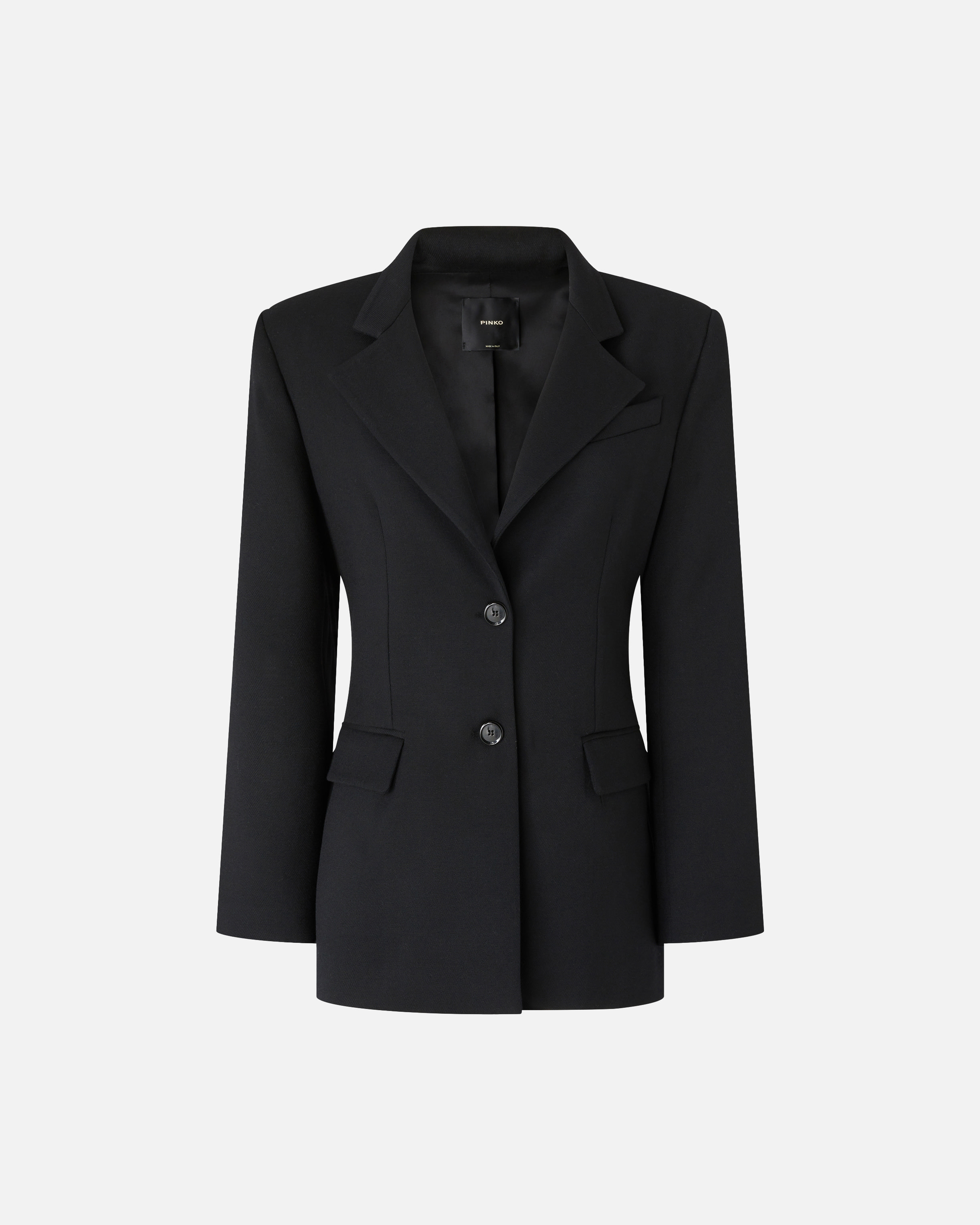 Blazer gessato con cinturino - Nero - large