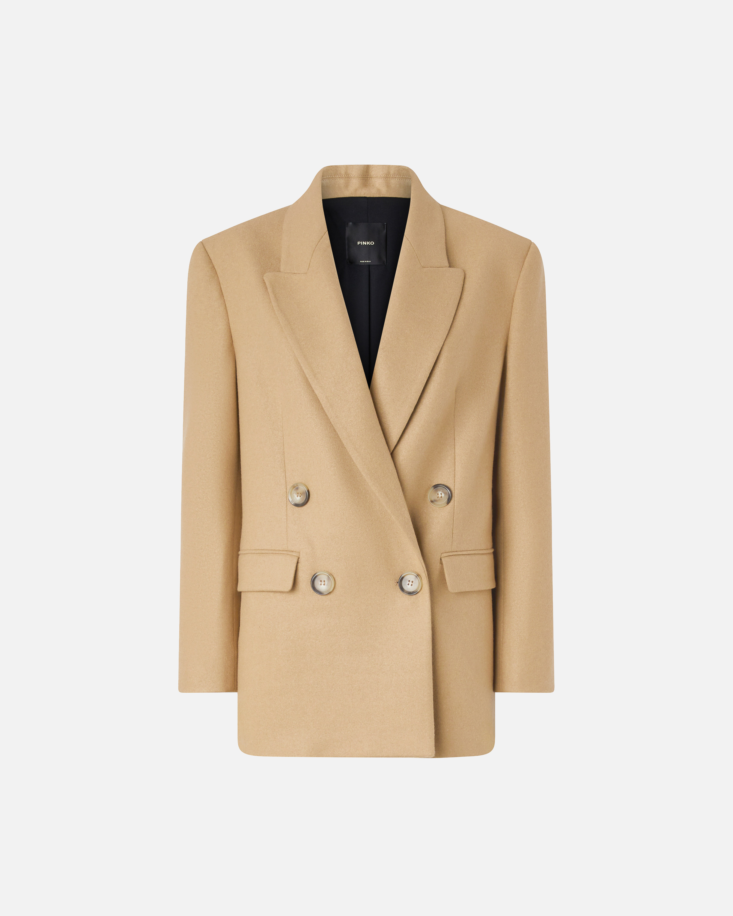 Pinko Veste Croisée En Laine Mélangée In Yellow