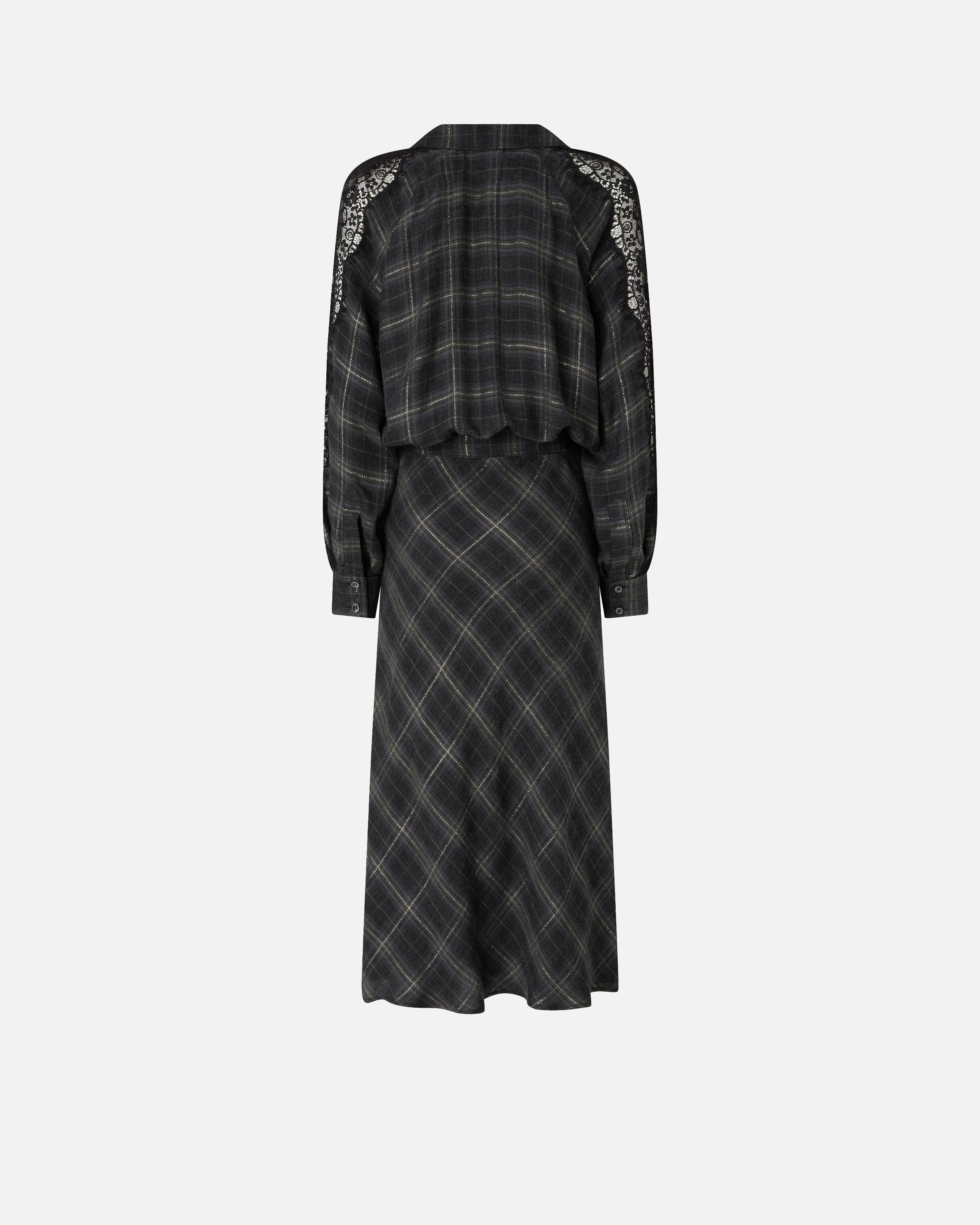 Pinko Lace-insert Check Midi Dress In Multi