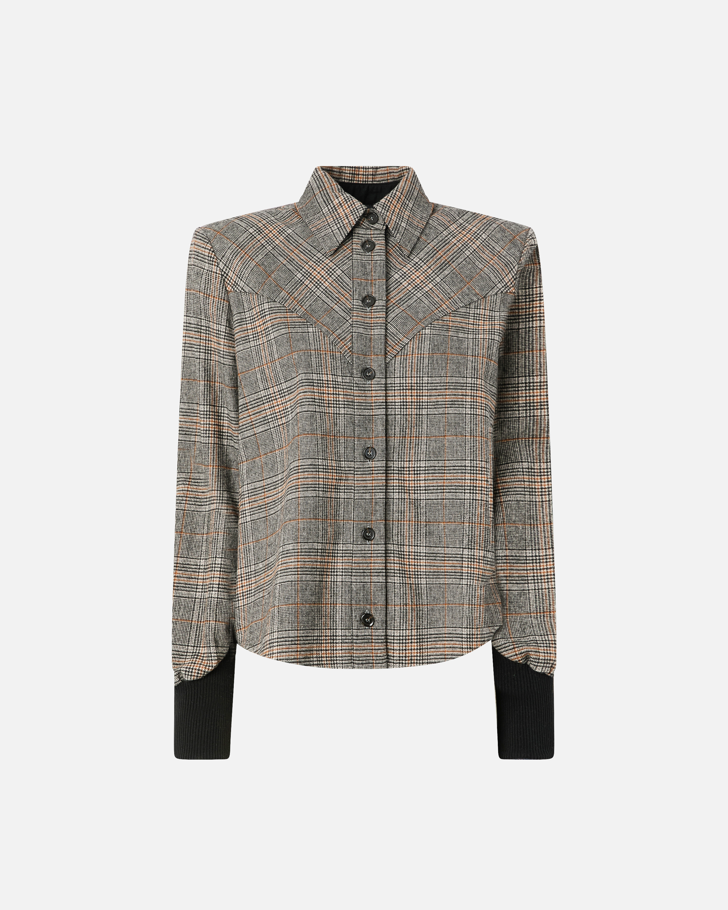 Camisa a cuadros con puños de punto 4