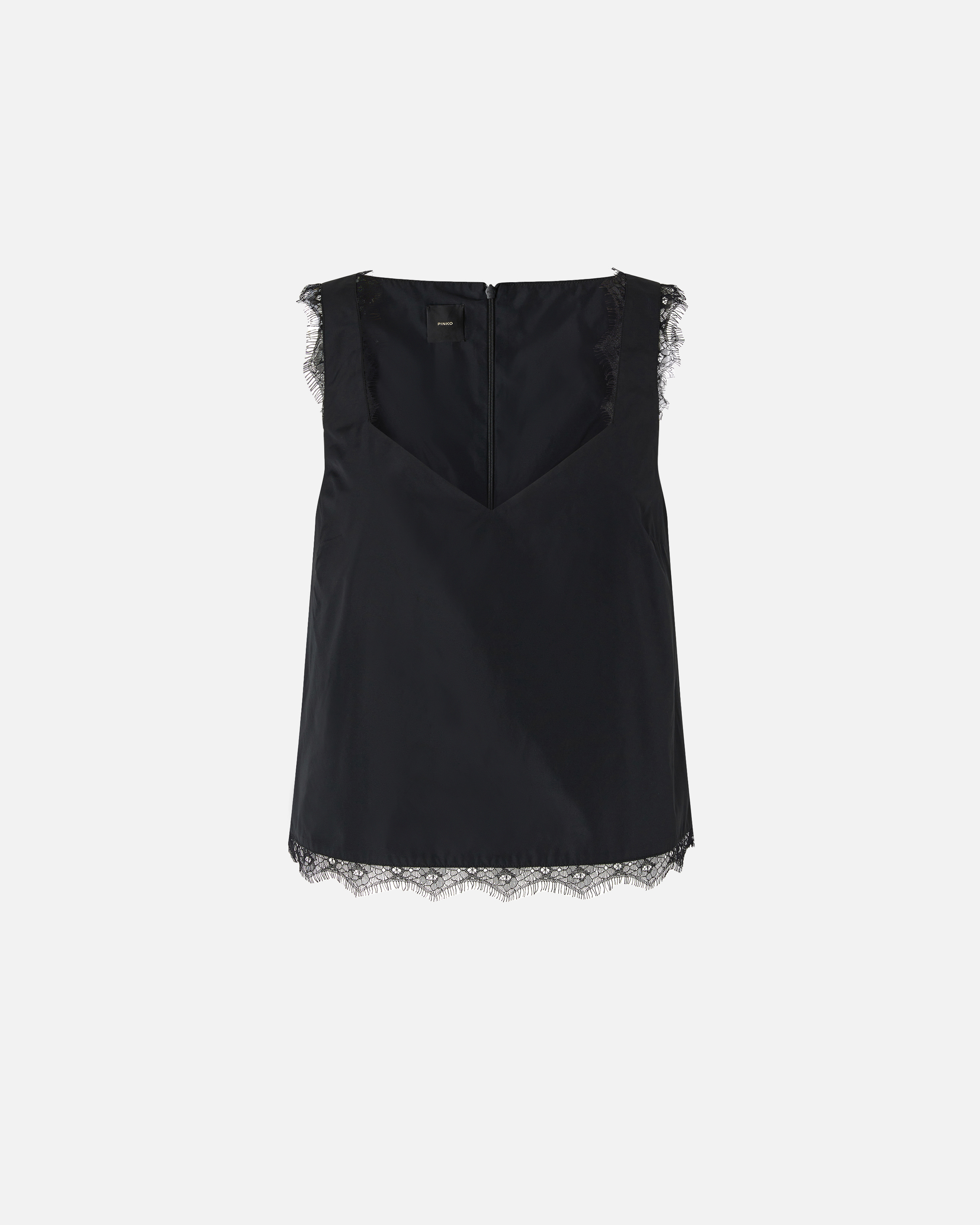 Pinko Top With Lace Inserts In Black