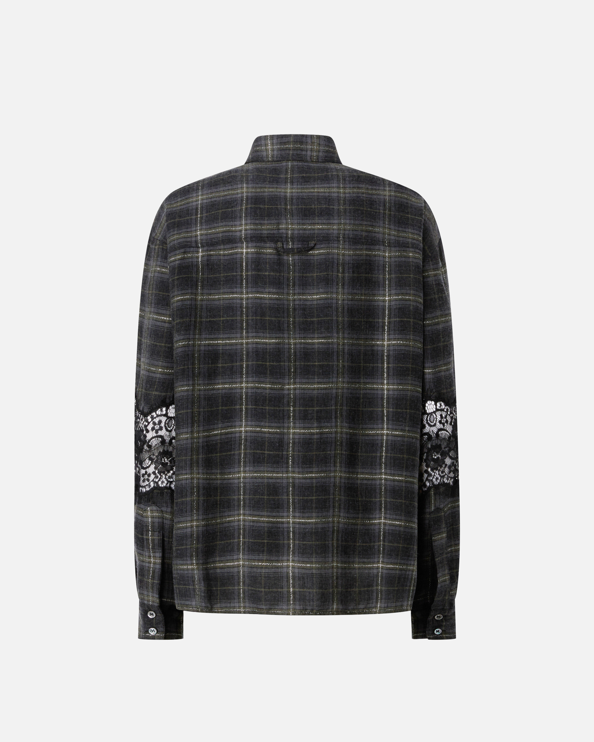 Pinko Lace Check-pattern Shirts In Black