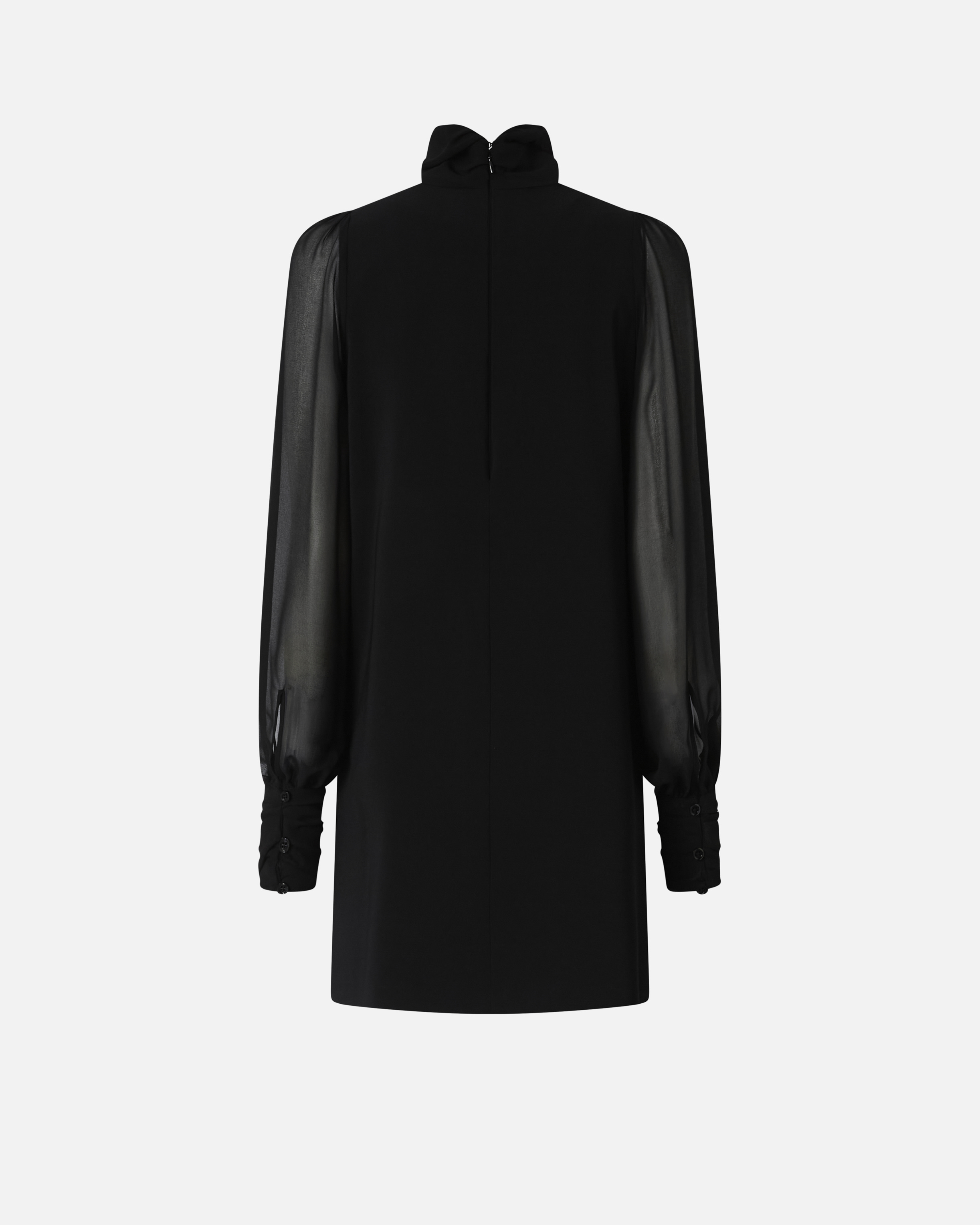 Pinko Dress With Georgette Sleeves And High Neck In Black