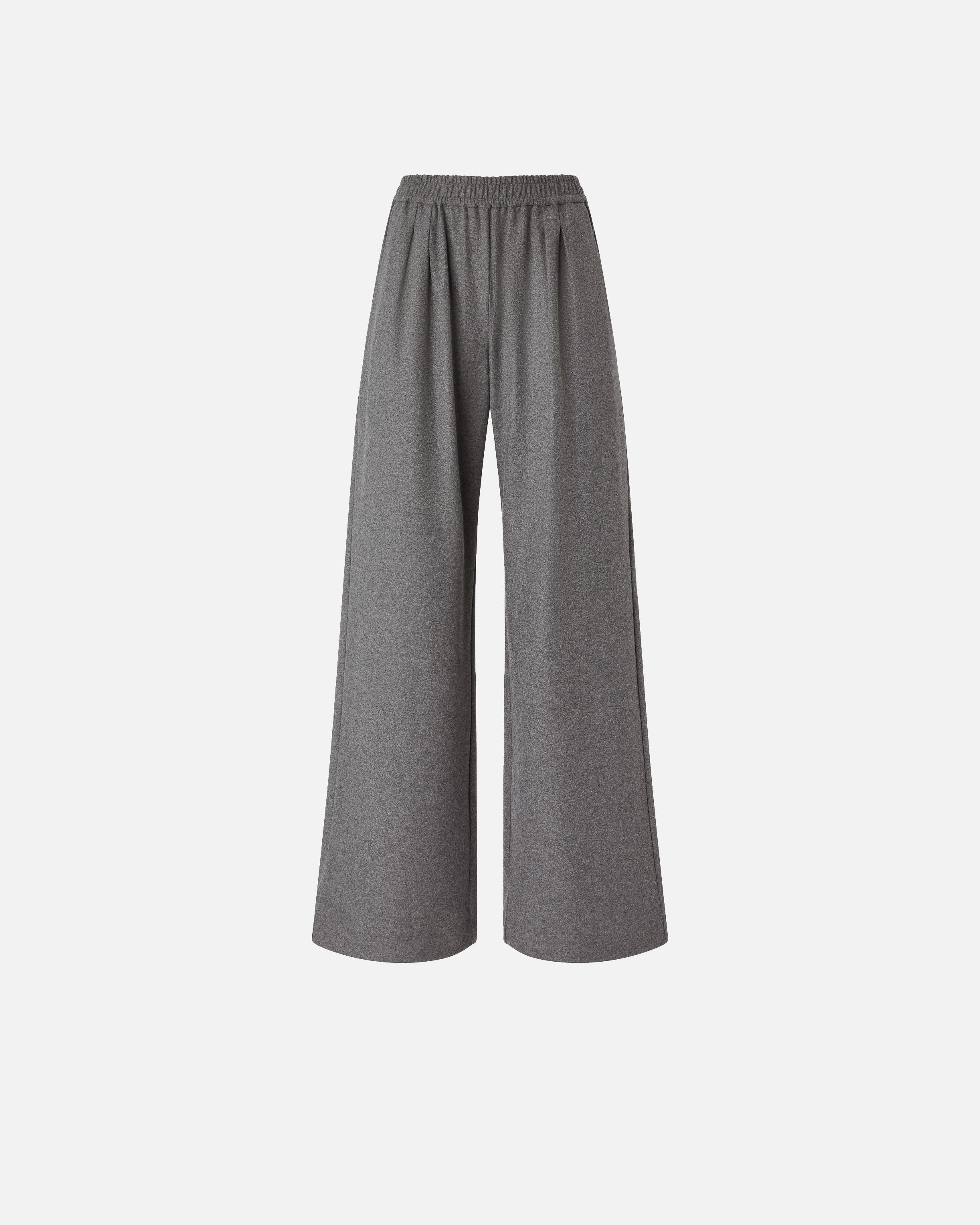 Pinko Long Wide-leg Wool-blend Trousers In Gray