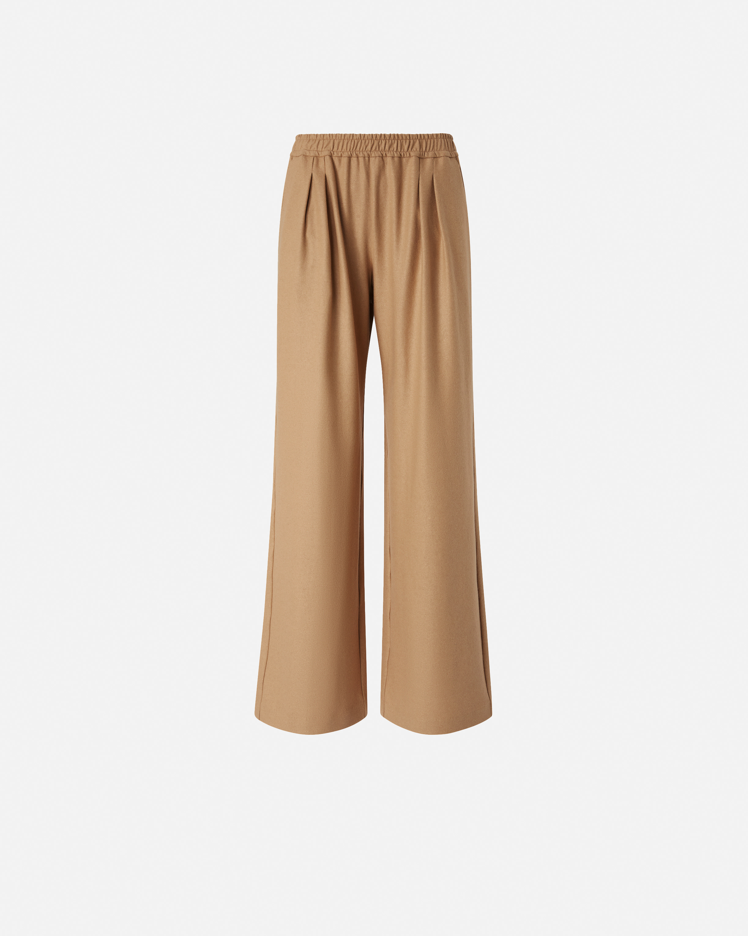 Pinko Long Wide-leg Wool-blend Trousers In Brown