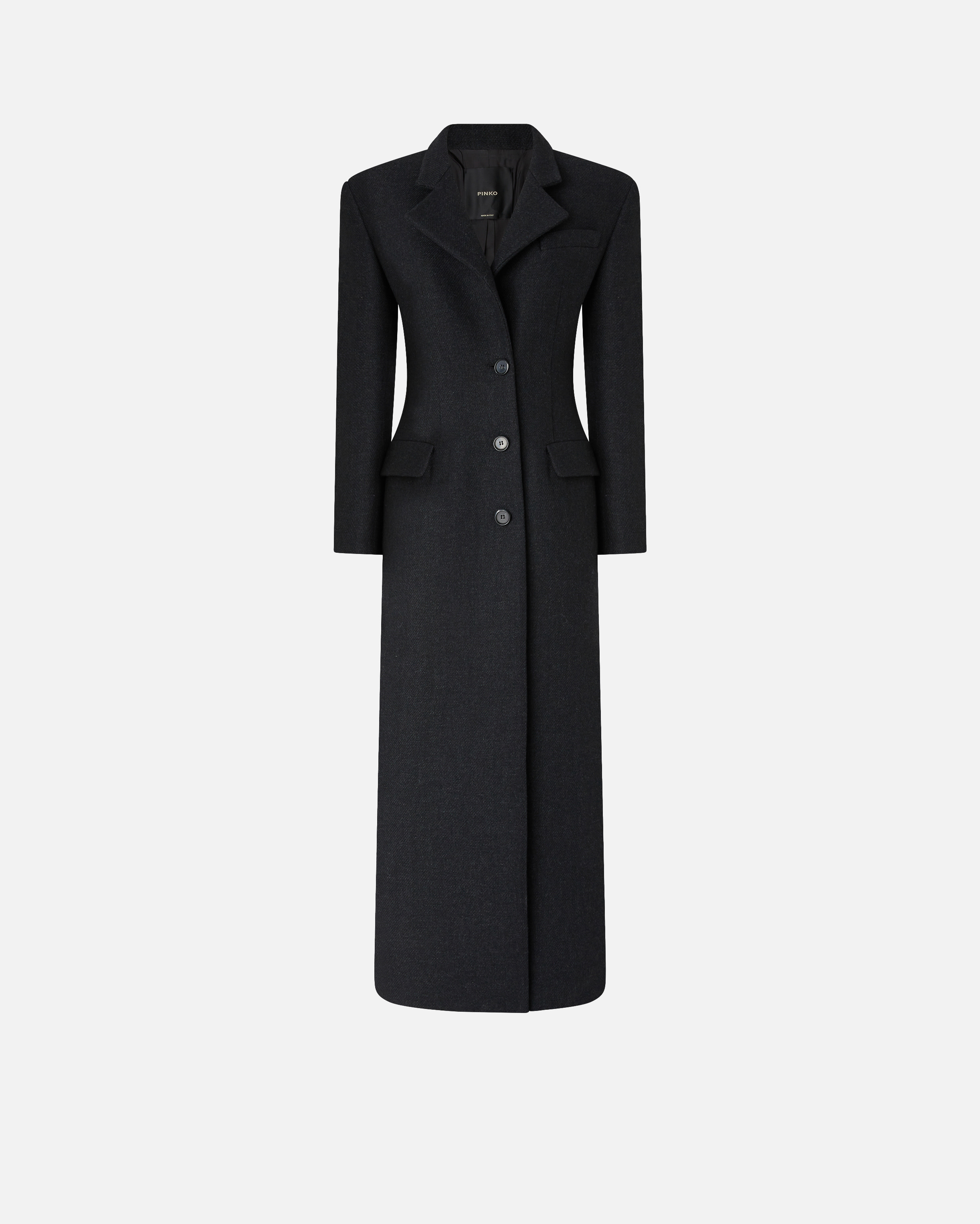 Pinko Structured Wool Coat In Black