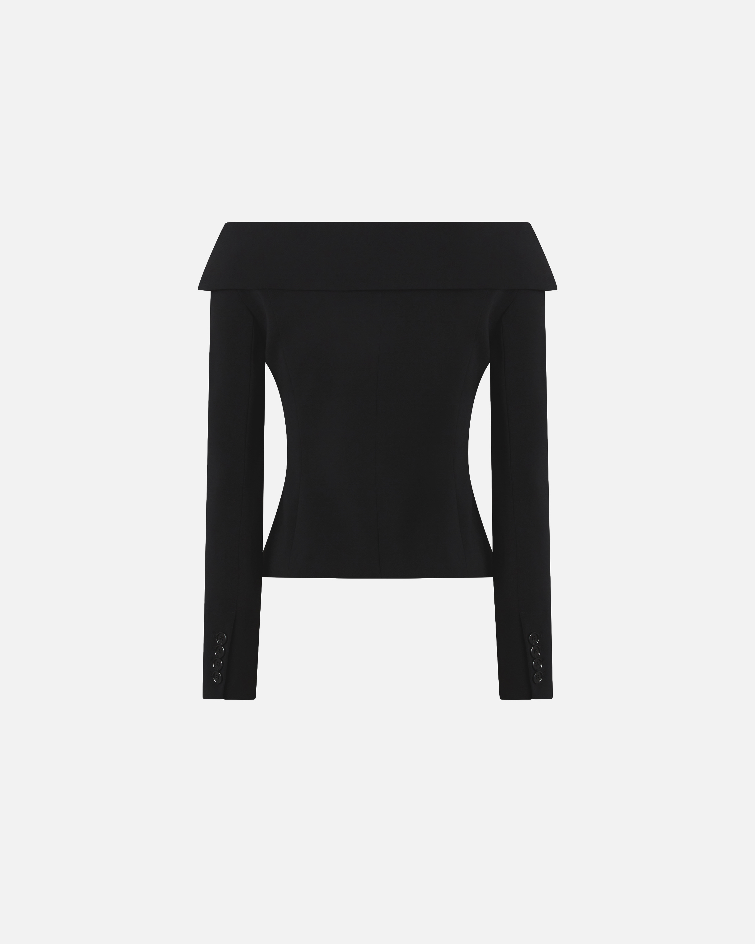 Pinko Off-the-shoulder Black Jacket With Folded Neckline In Black