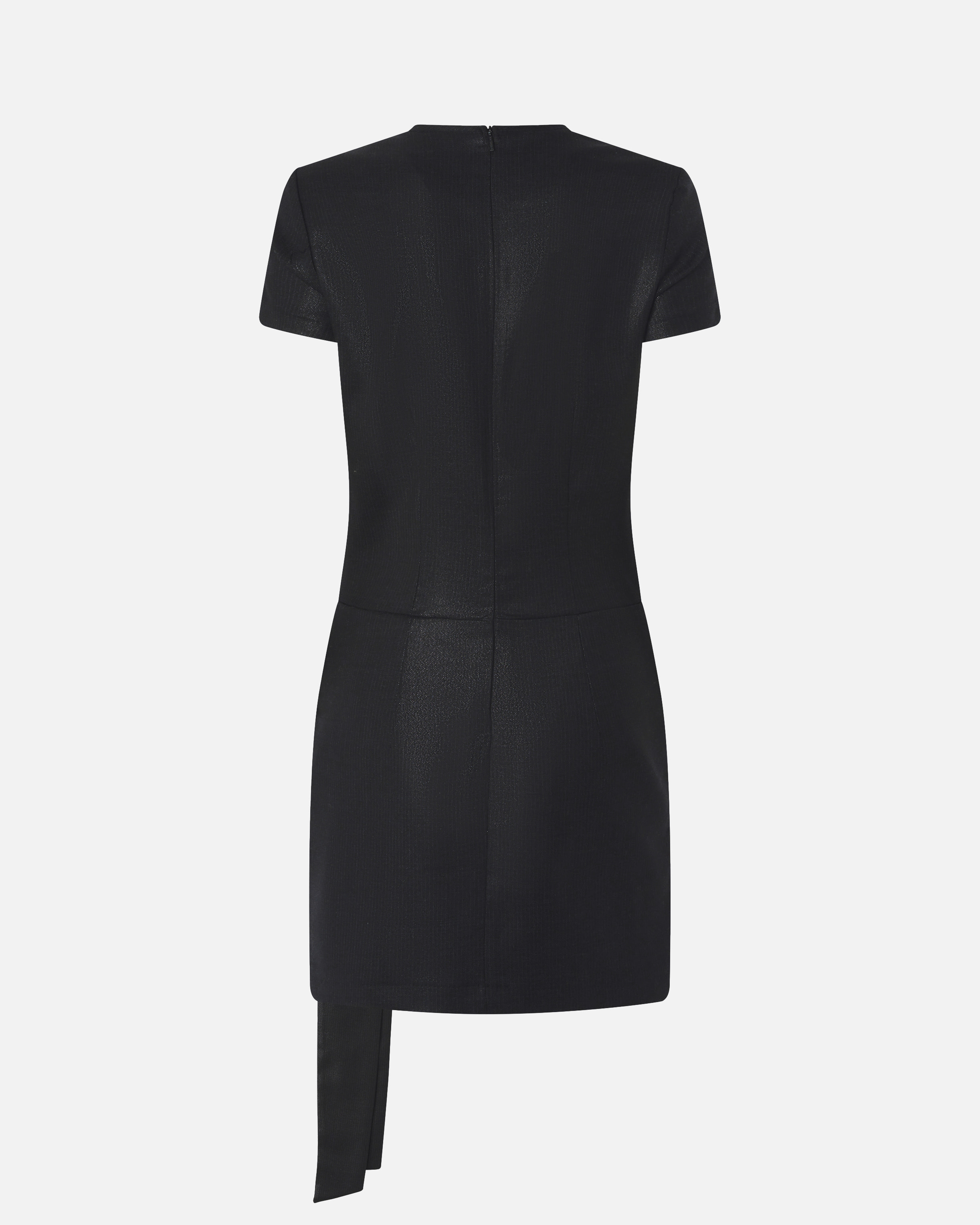 Pinko Short Pinstriped Dress With Draping In Black