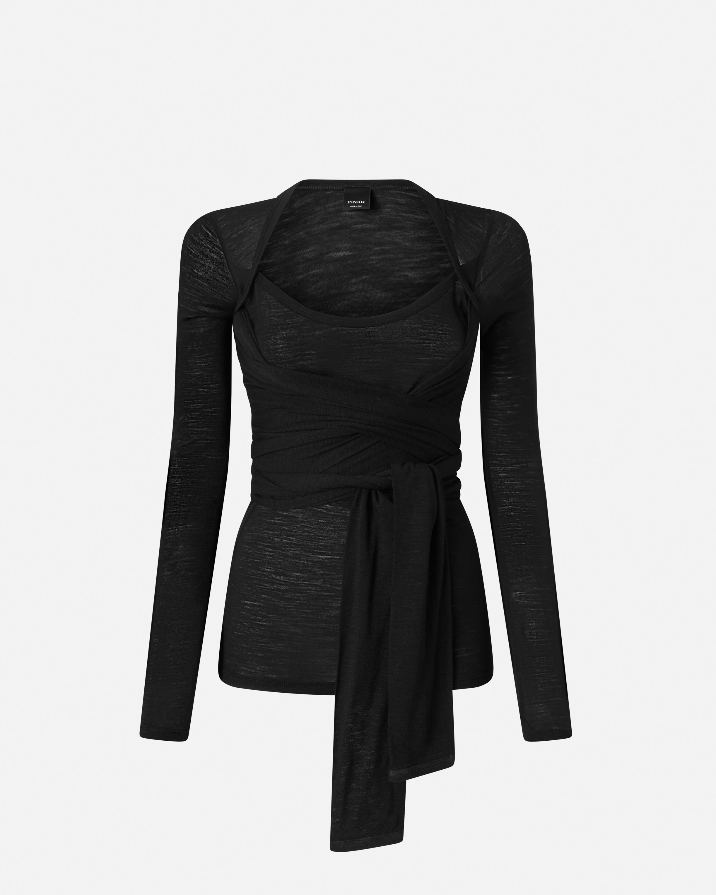 Pinko Wool-blend Sweater With Knot Detail In Black